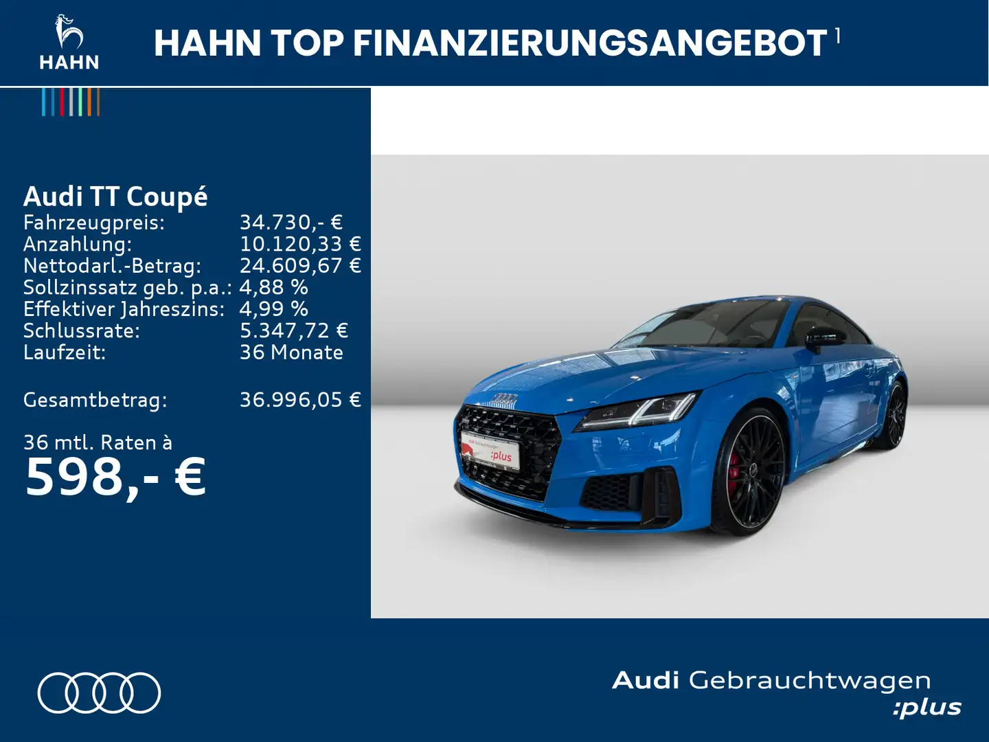 Audi TT TT Coupe 45TFSI quattro S-trc S-line Matrix CAM Blauw - 2