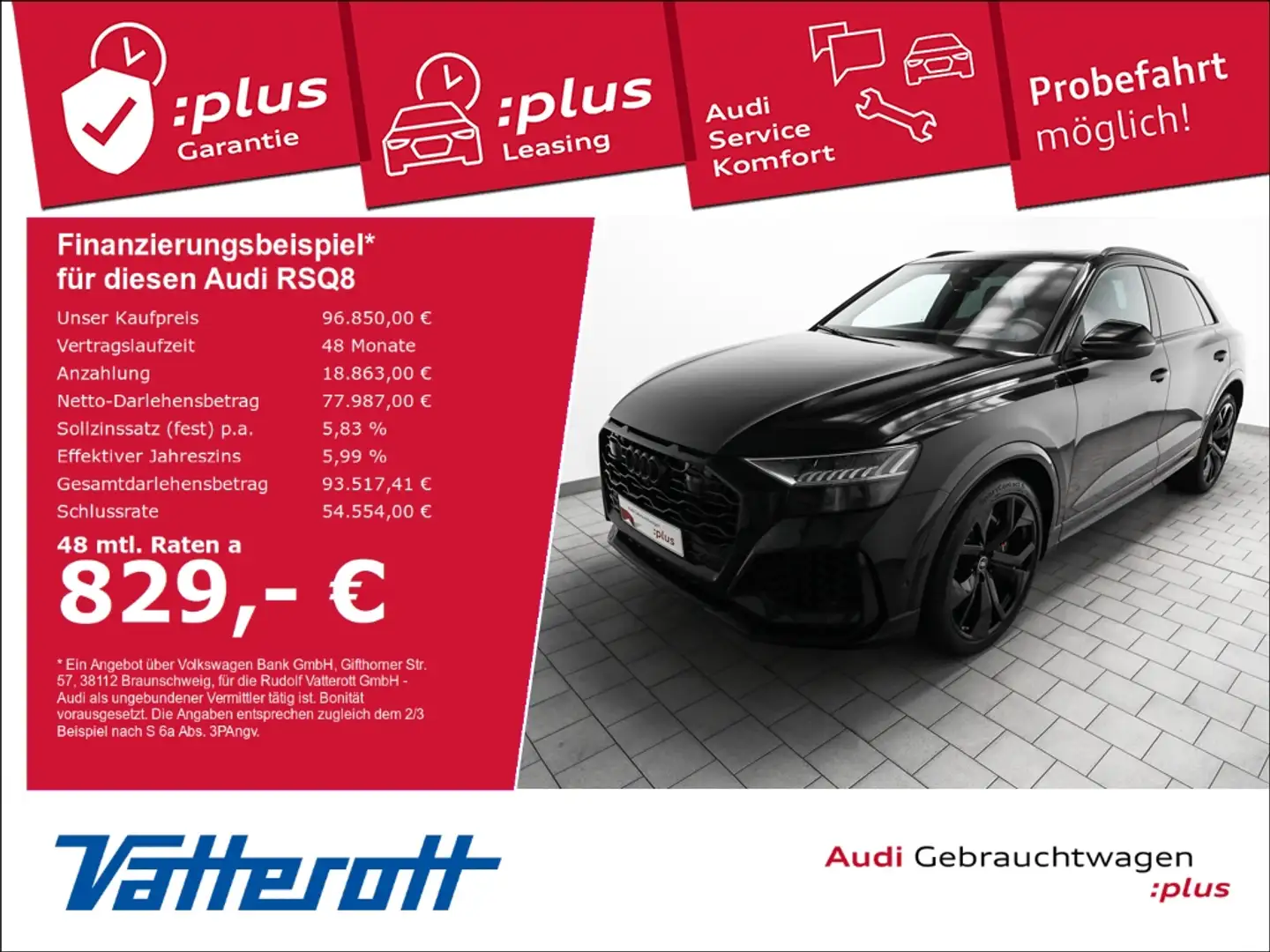 Audi RS Q8 Pano AHK Standheiz B&O HuD RS Sportsitze Schwarz - 1