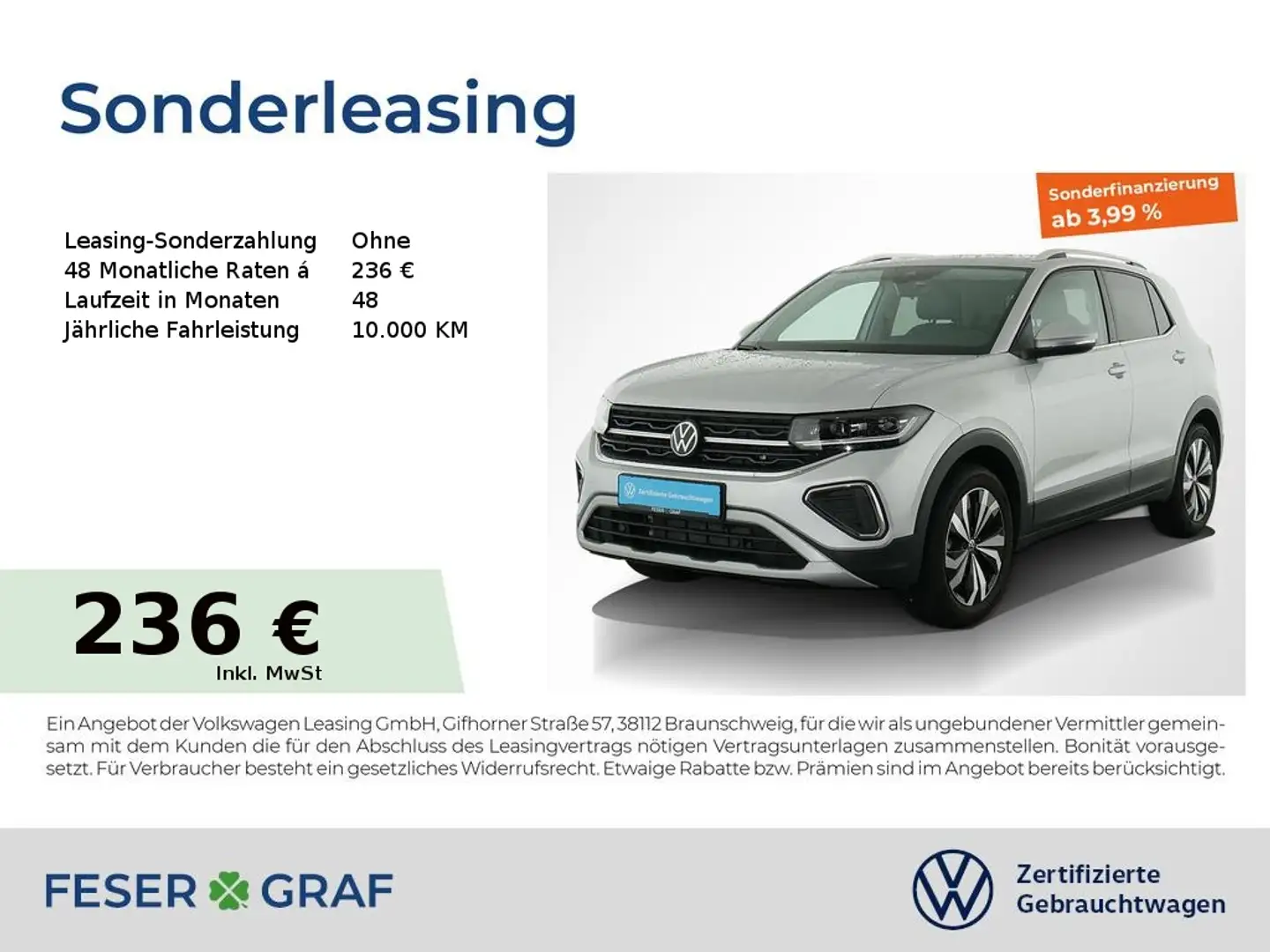 Volkswagen T-Cross Style 1.0 TSI DSG Navi IQ-LED DigiCockpi Silber - 1