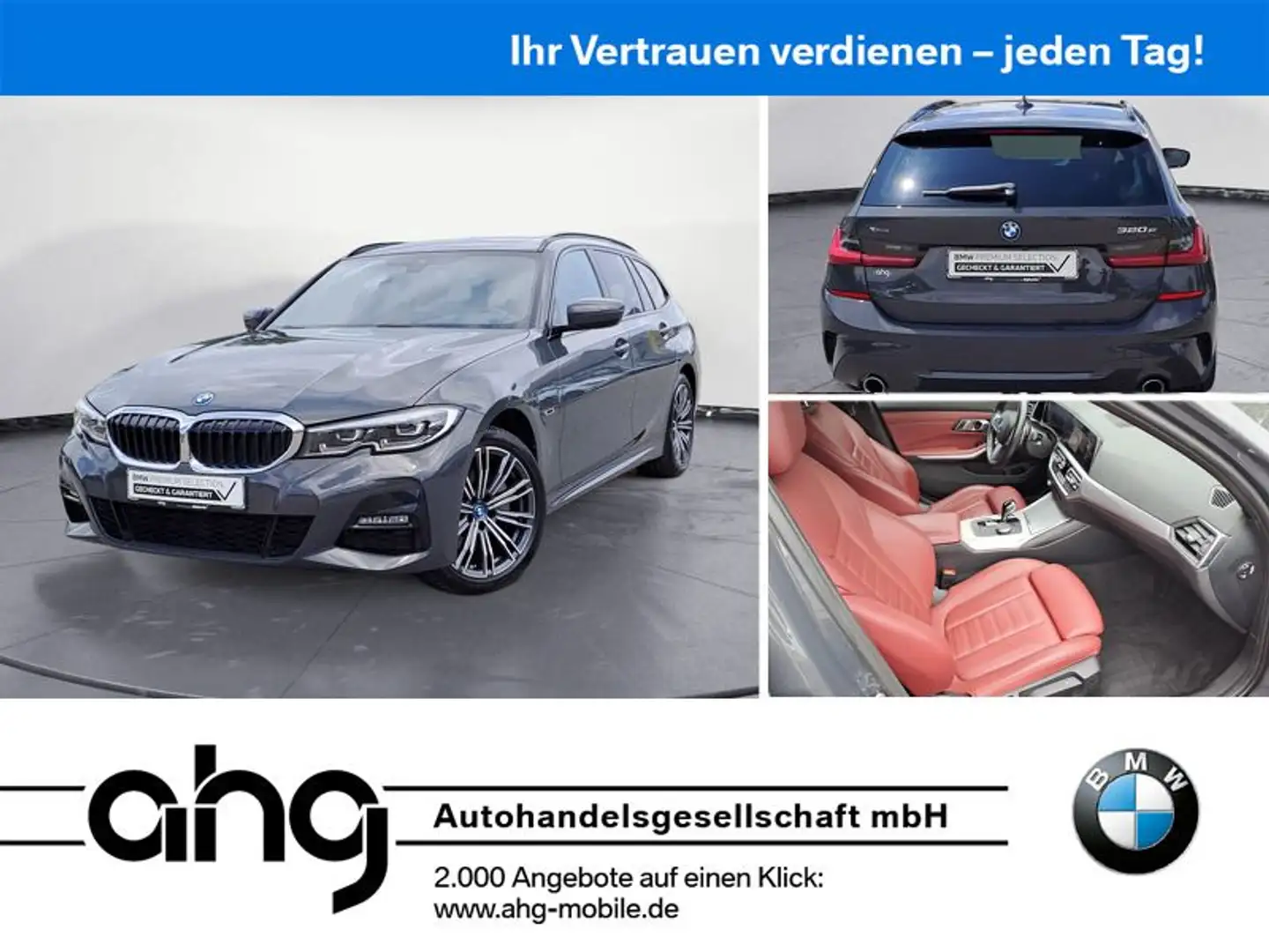 BMW 320 e xDrive Touring M Sport Leder RFK HiFi Pano Grijs - 1