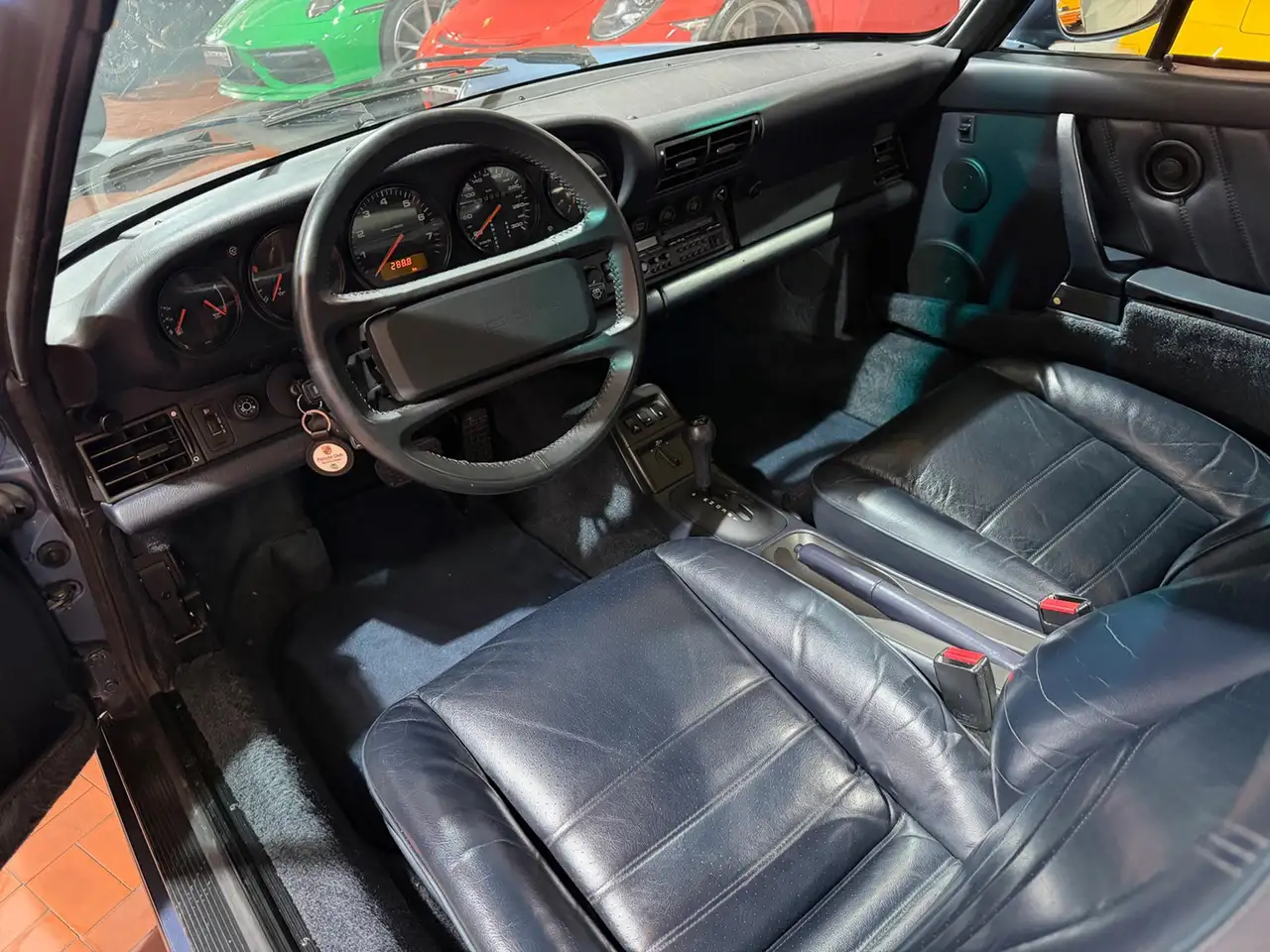 Porsche 911 964 Cabrio-Baltic Blu-Pelle Blu-Capote Blu, foto 7
