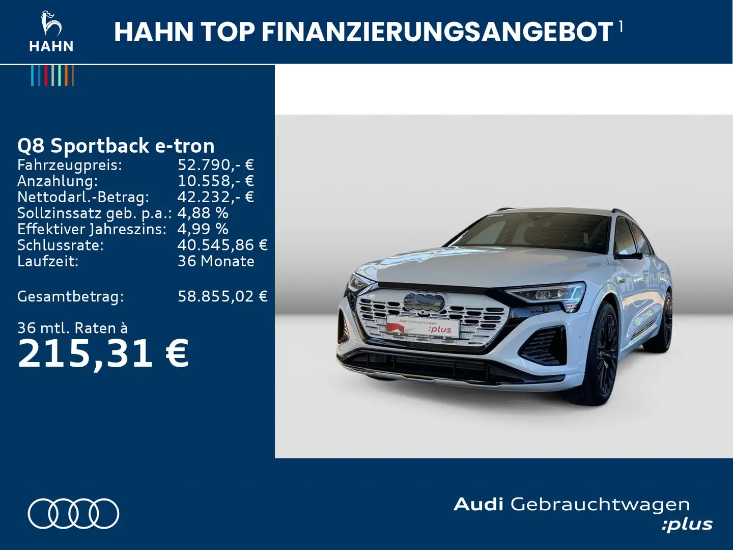 Audi Q8 e-tron Q8 e-tron Sportback 55 qua S-Line S-Trc HUD Virt Weiß - 2