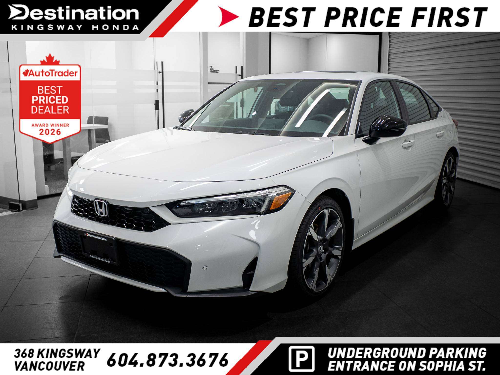 Platinum White Pearl 2025 Honda Civic Hybrid Sedan Front-Wheel Drive Automatic