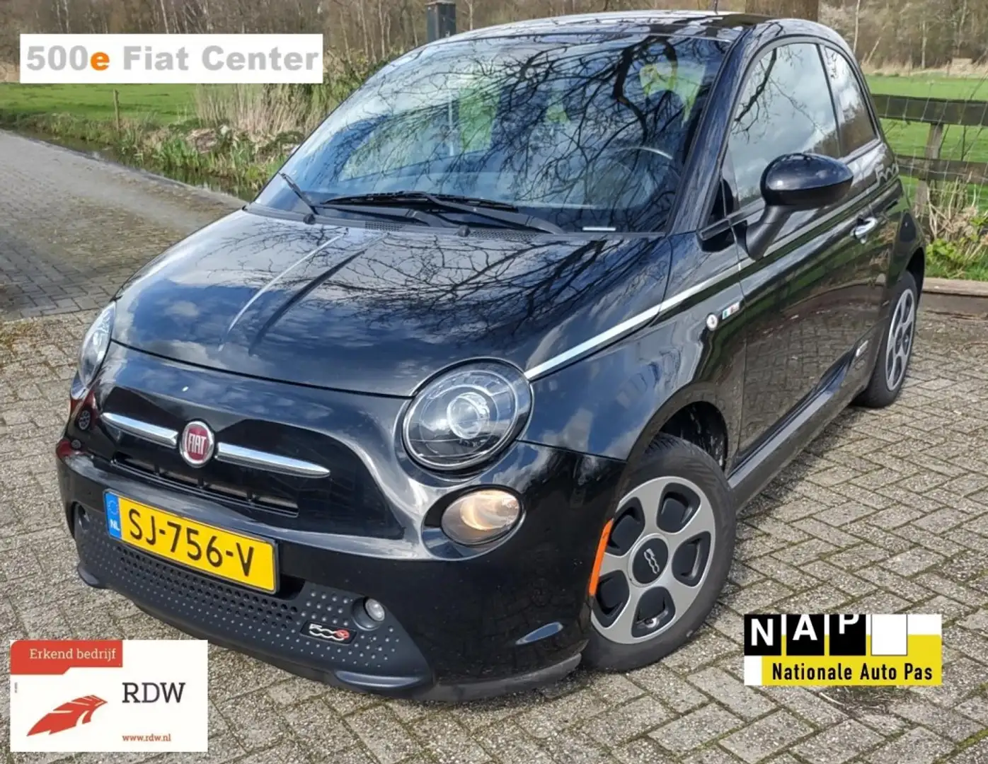Fiat 500 E-Sunroof-2015-24KW- Zeer nette auto-alle opties.. Zwart - 1