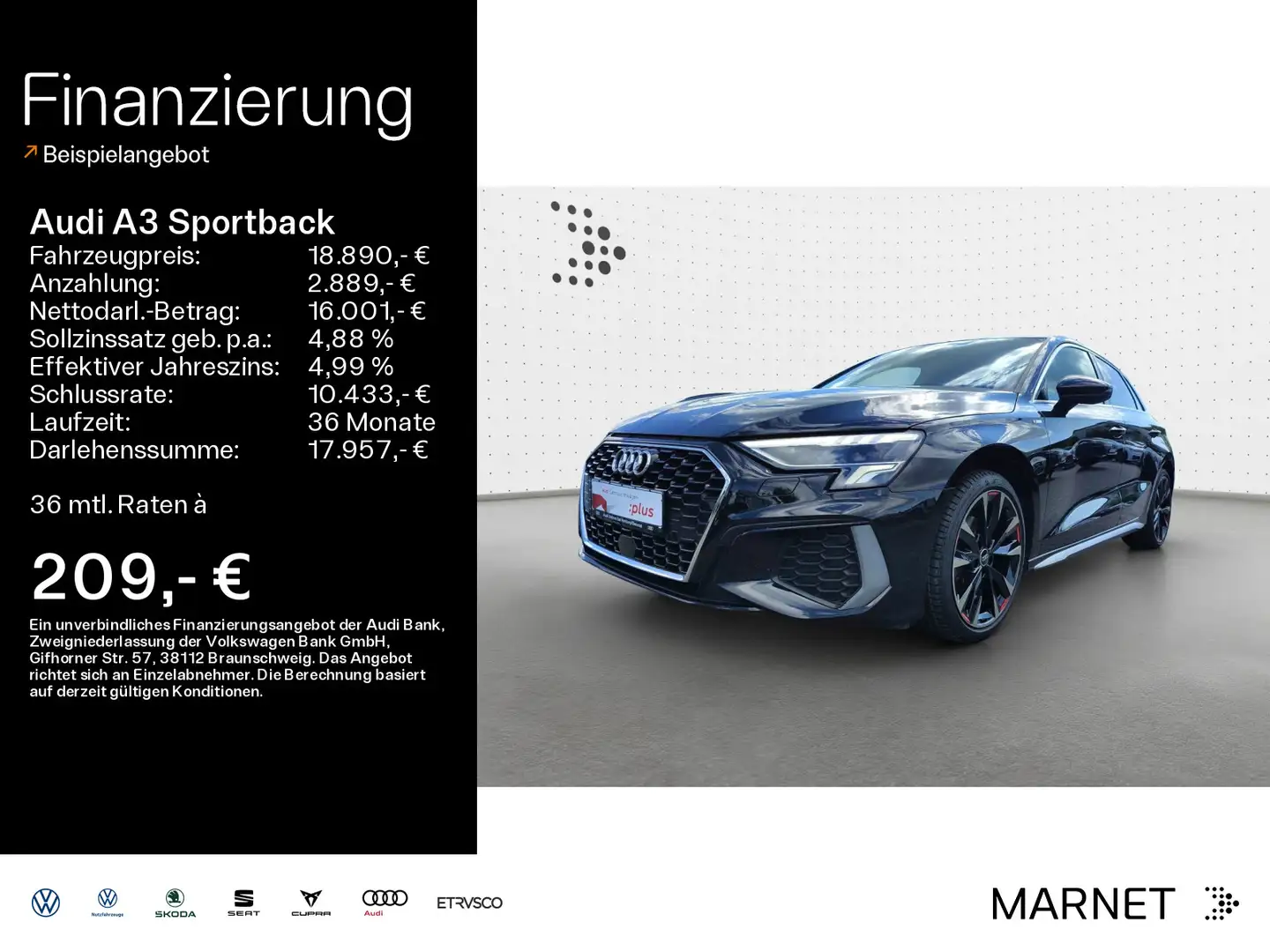 Audi A3 30 TFSI S line*Navi*LED*Alu*PDC*Vir Noir - 1