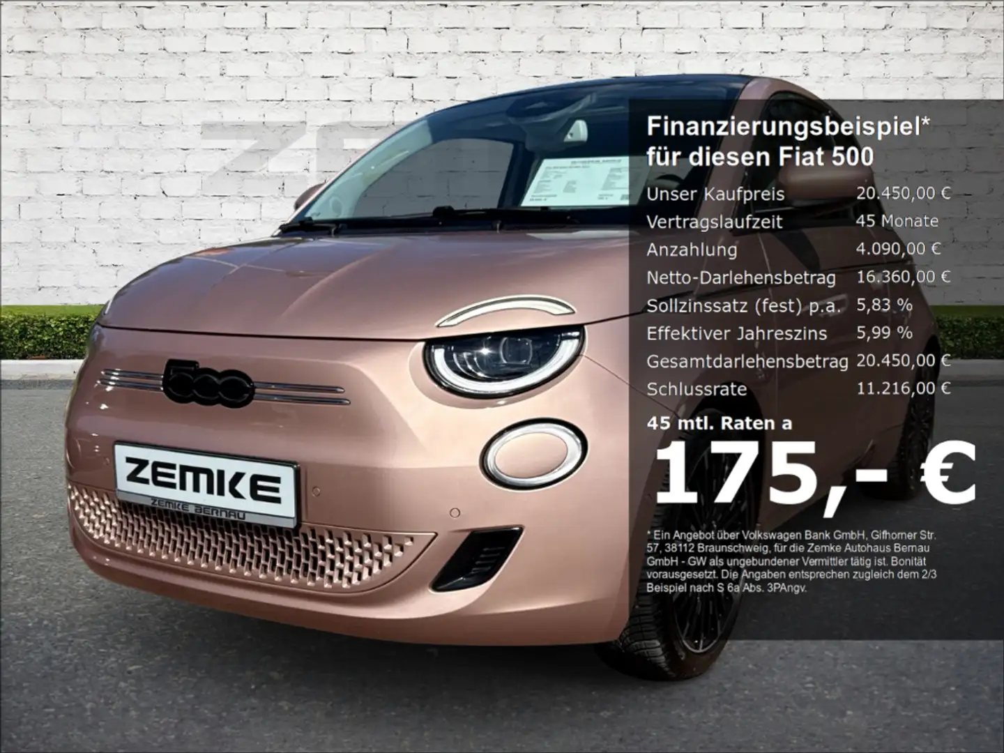 Fiat 500 Base 42 kWh Navi Soundsystem JBL Apple CarPlay And Gold - 1