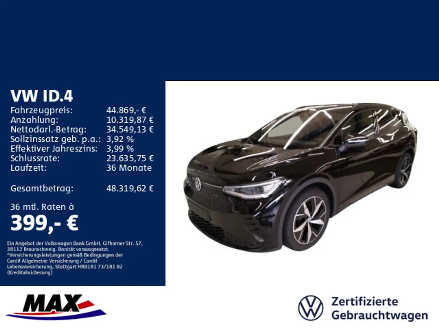 Volkswagen ID.4 GTX 4MOTION AHK+IQ.LIGHT+HUD+NAV+KAMERA+ACC Schwarz - 1