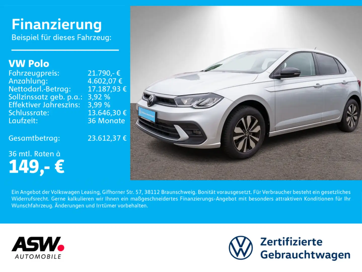 Volkswagen Polo Goal 1.0 TSI DSG LED Navi RFK ACC SHZ AHK Silber - 1