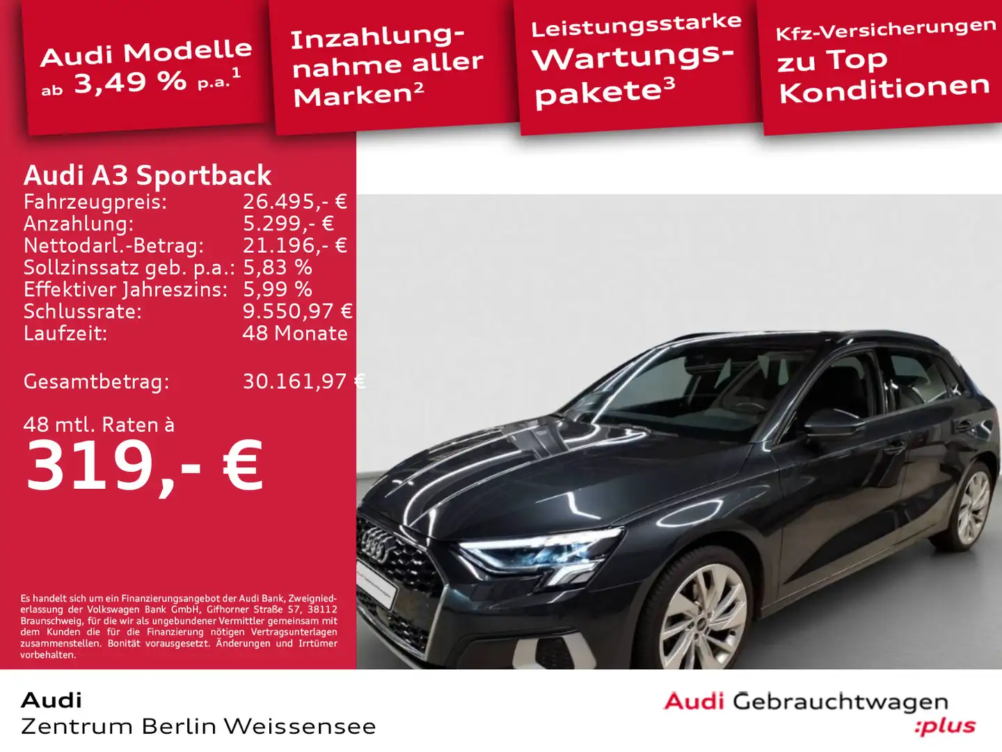 Audi A3 35 TFSI S-TRO*ADVANCED*LED*RFK*NAVI Grau - 1