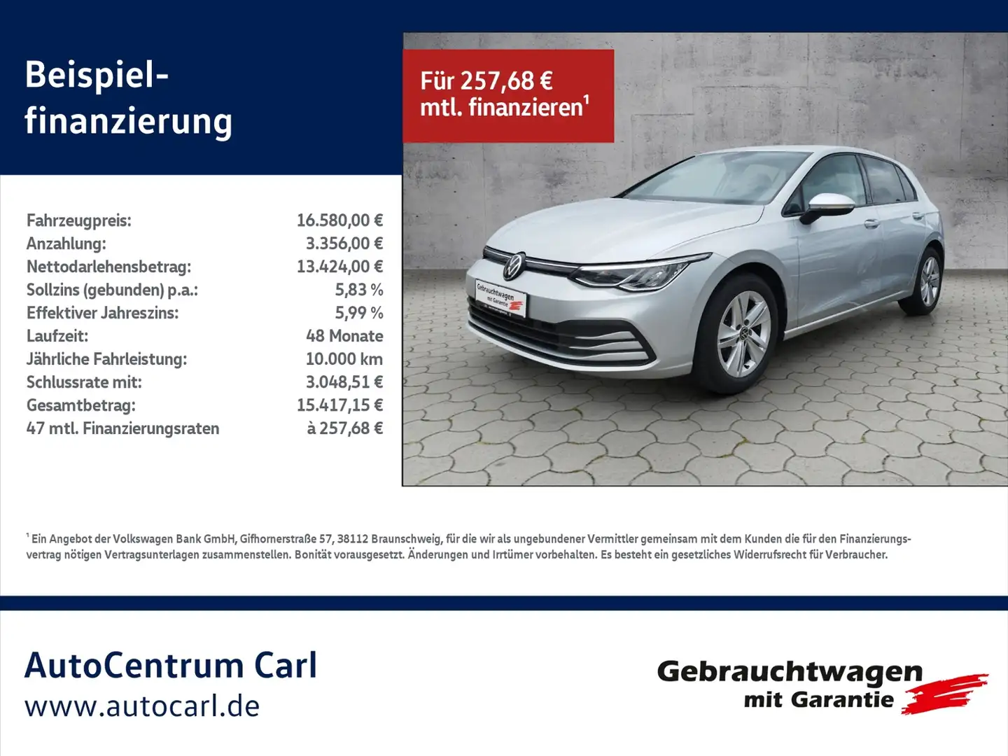 Volkswagen Golf VIII Life 1.5 TSI NAV/L+S/ACC/SHZ/LED KLIMA LED N Argent - 1