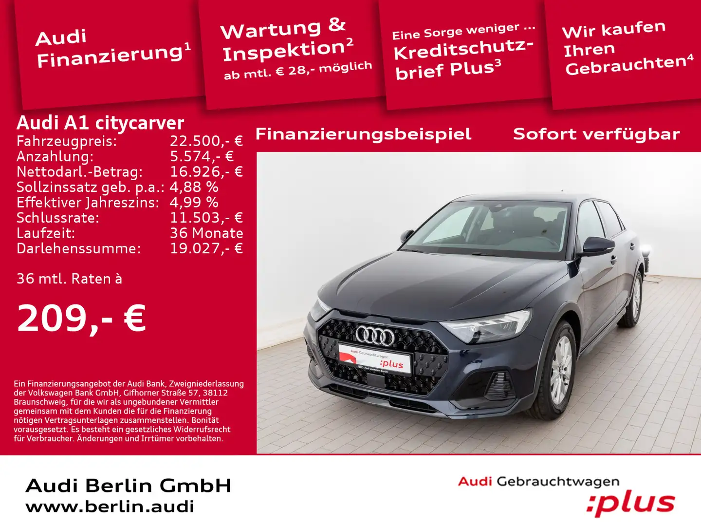 Audi A1 30 TFS S tr. LED RFK NAVI VIRTUAL Blau - 1