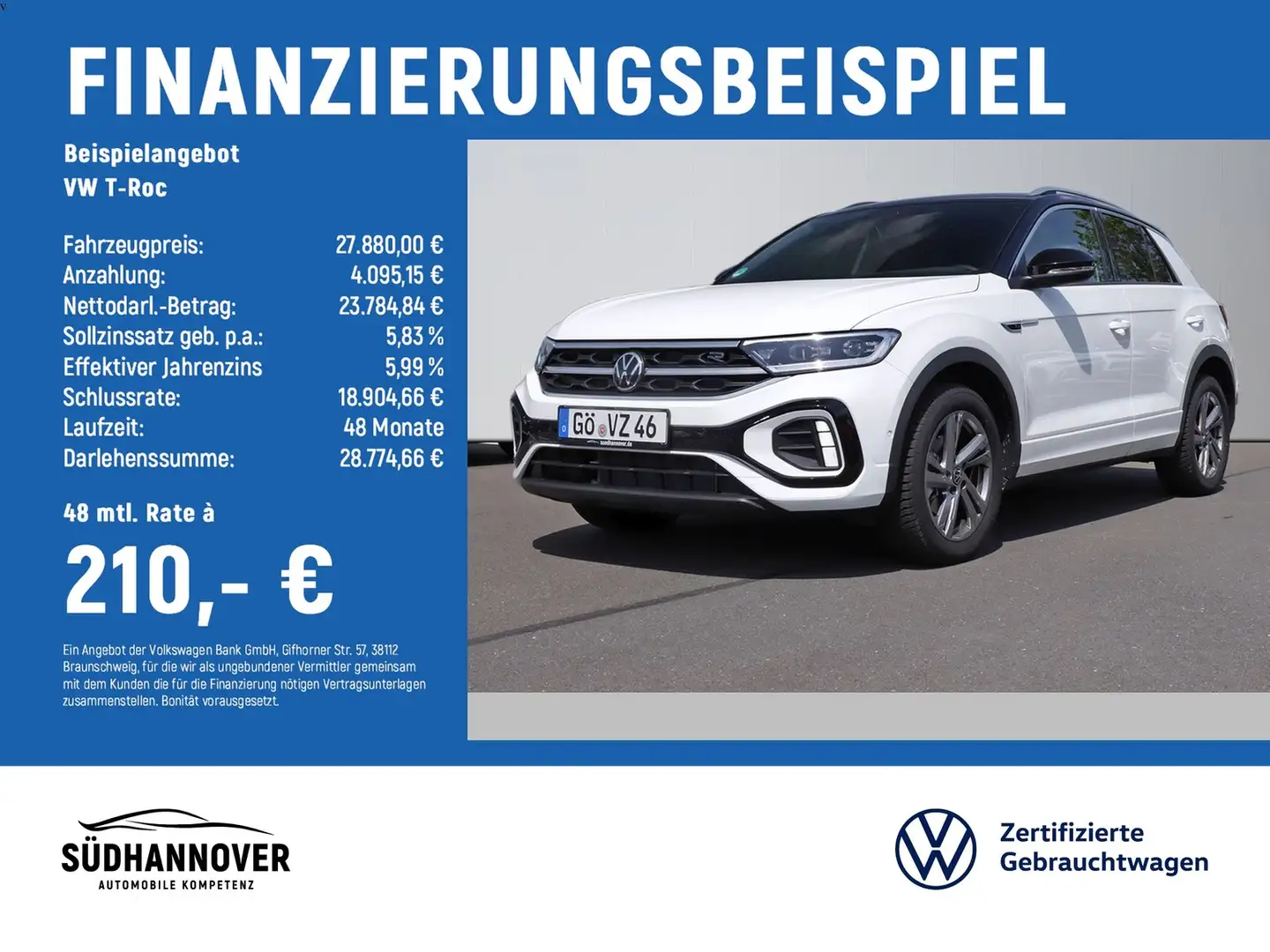 Volkswagen T-Roc R-Line 1.0 TSI AHK+NAVI+KAMERA+SHZ+PDC Weiß - 2