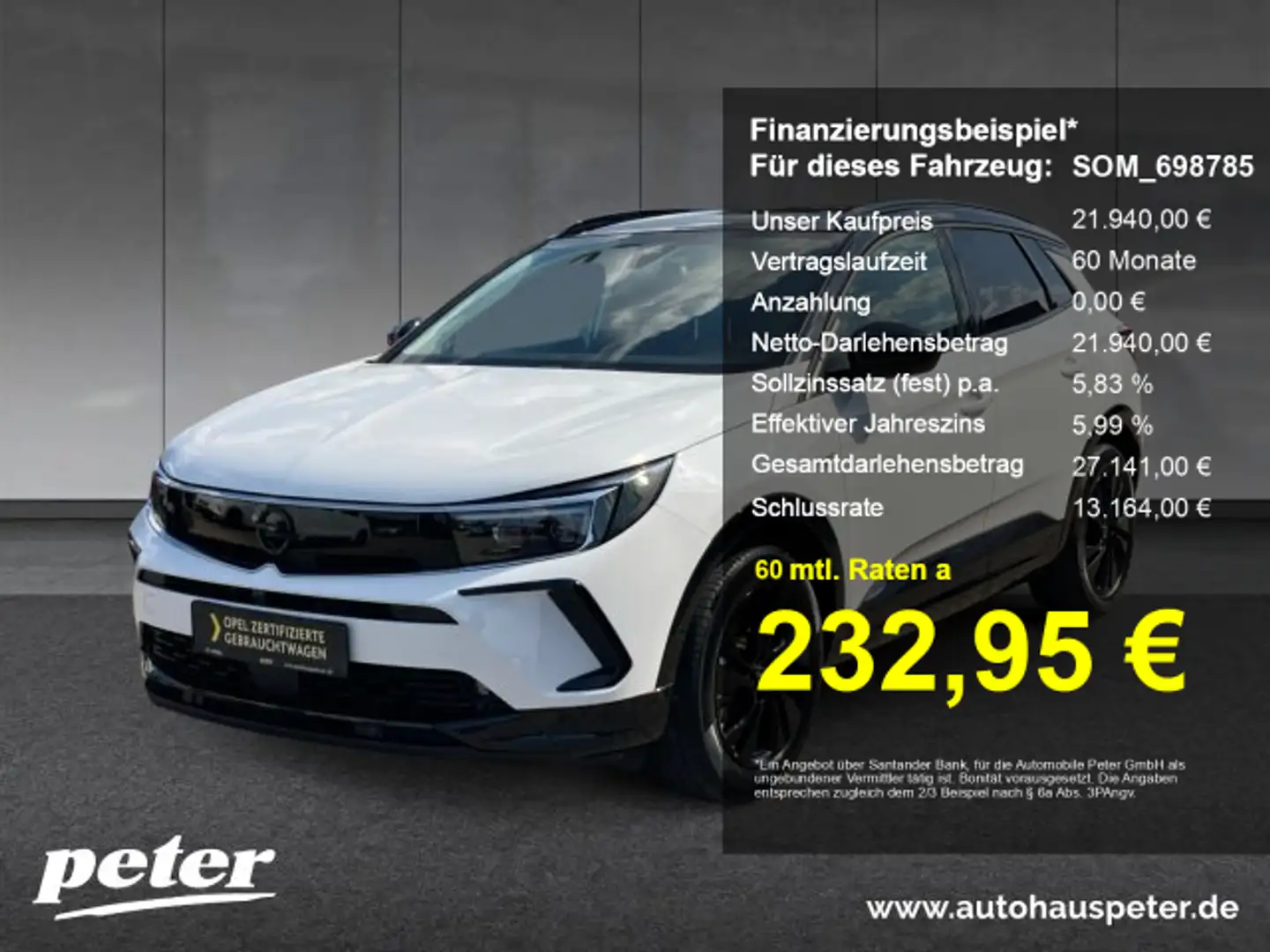 Opel Grandland Grandland 1.2 Turbo GS Line Klimaautomatik Alcanta Weiß - 1