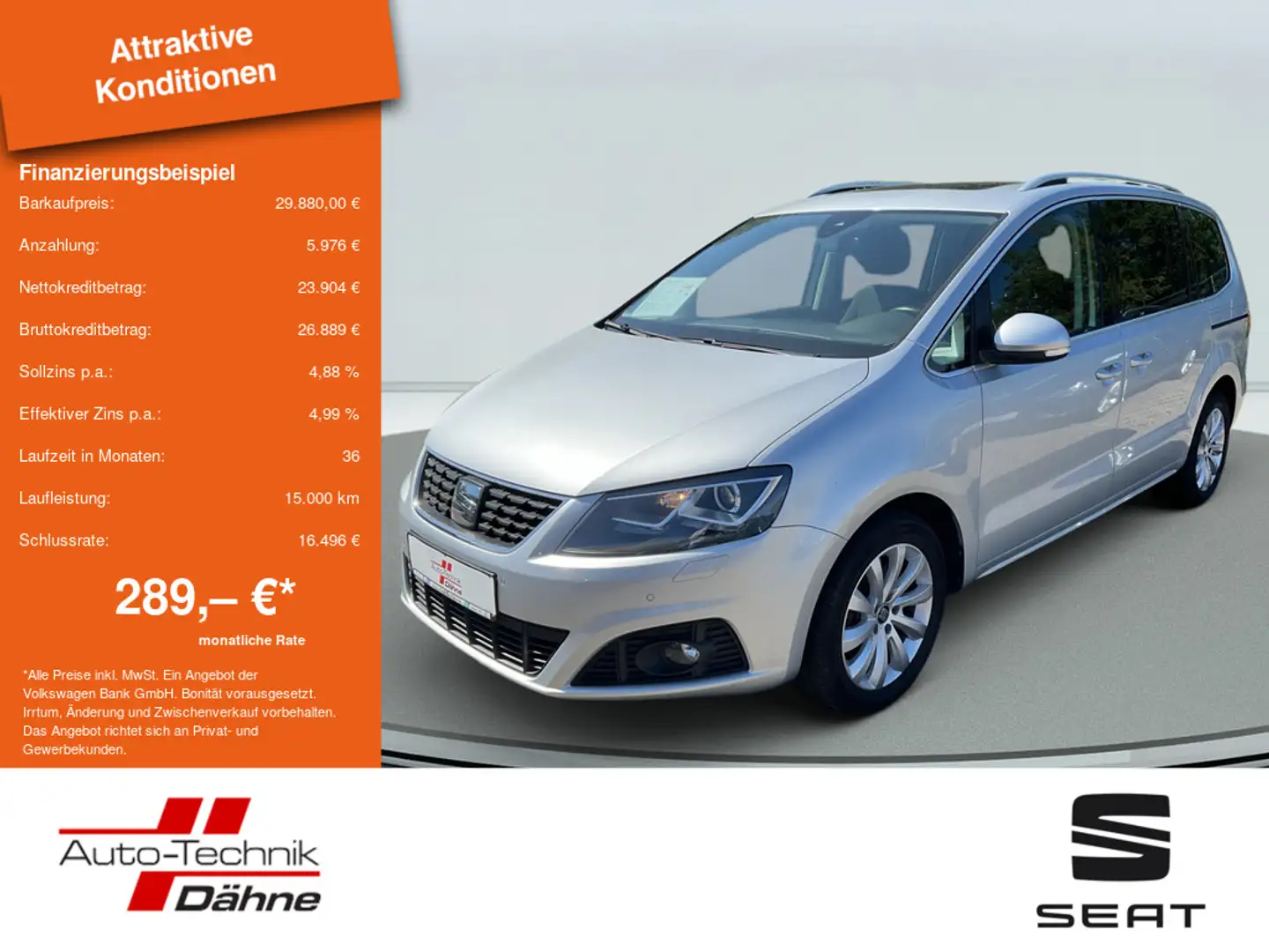SEAT Alhambra 2.0 TDI Style KAMERA XENON ACC PANO Silber - 1