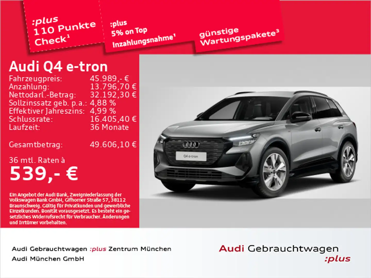 Audi Q4 e-tron 45 qu. S line Wärmep./Kamera/ACC Grau - 1