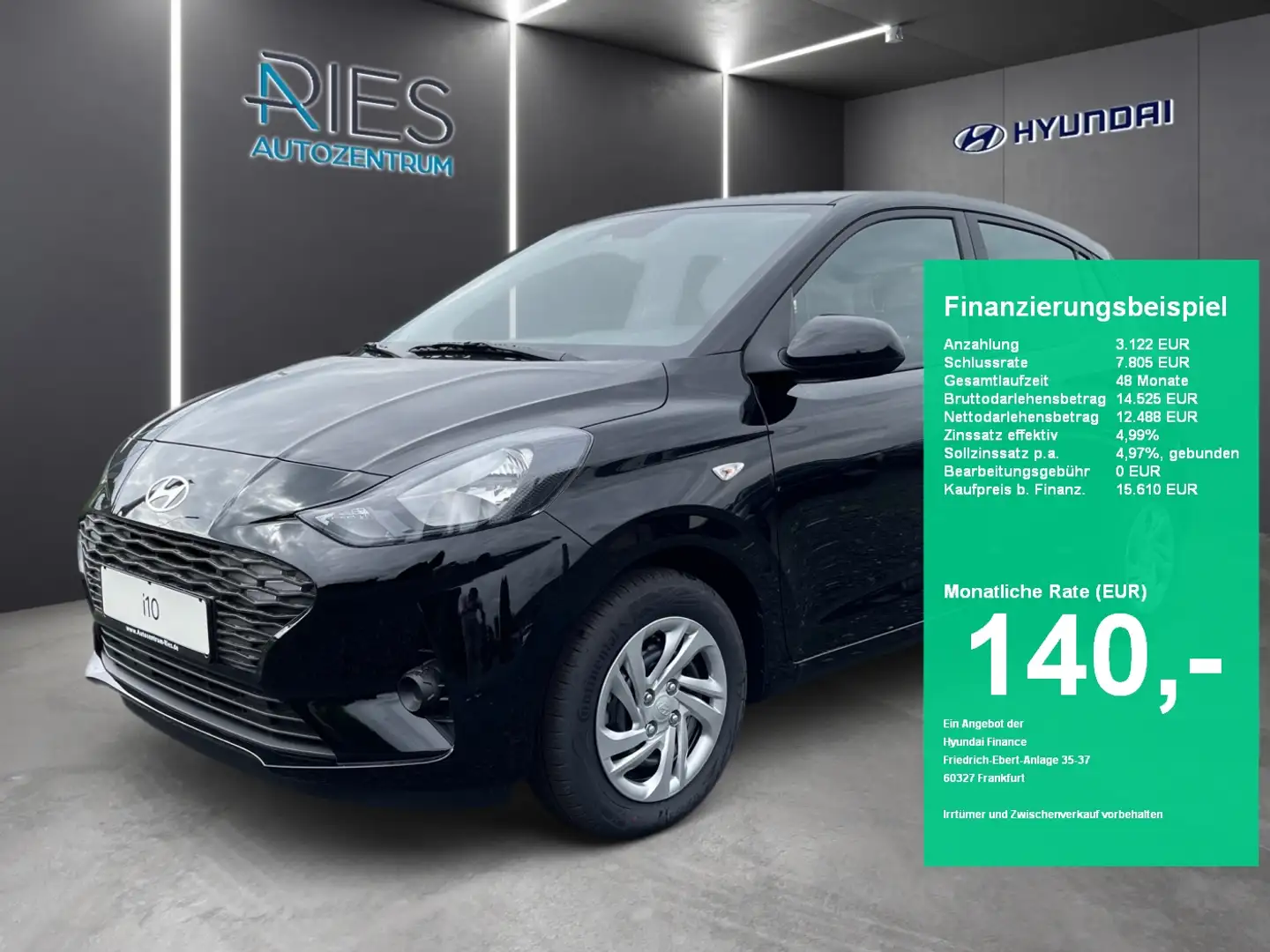 Hyundai i10 1.0 Select Navi*Kam.*PDC*DynLicht*FLA*SpurH Zwart - 1