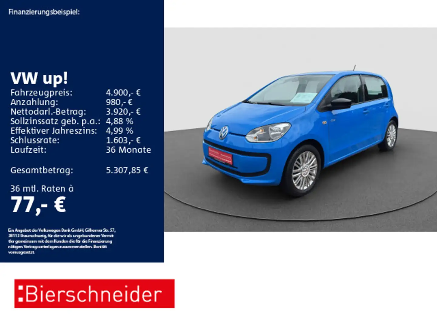 Volkswagen up! 1.0 CNG Cup GRA PDC KLIMA Blau - 1
