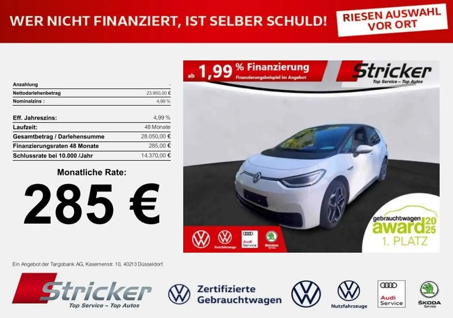 Volkswagen ID.3 Pro S Tour 150/77 285,-ohne Anzahlung LED-Matrix Weiß - 1