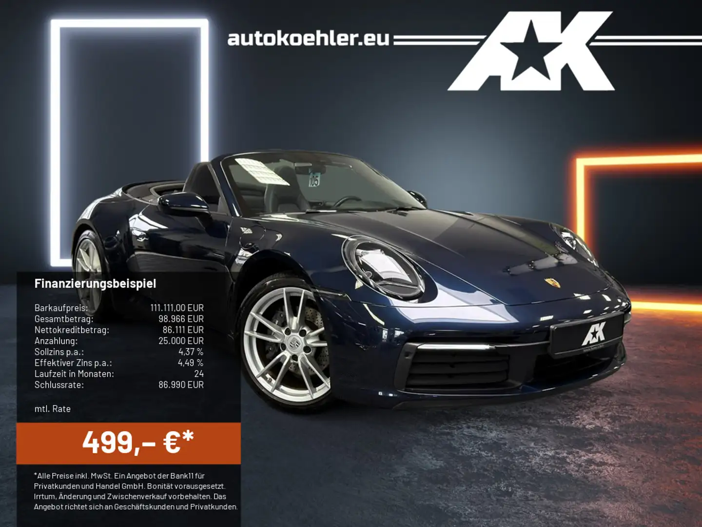Porsche 992 Carrera Cabriolet Sitzklima BOSE PASM PTM LED DAB+ Mavi - 1