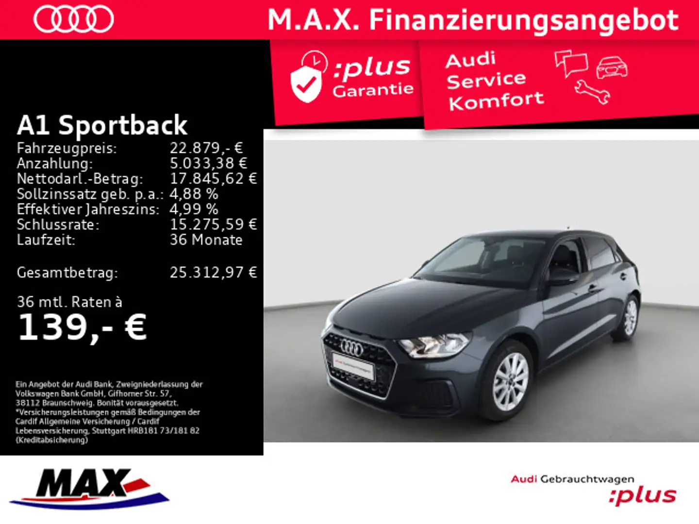 Audi A1 25 TFSI ADVANCED +MMI NAVI+VCP+PDC+ Grau - 1