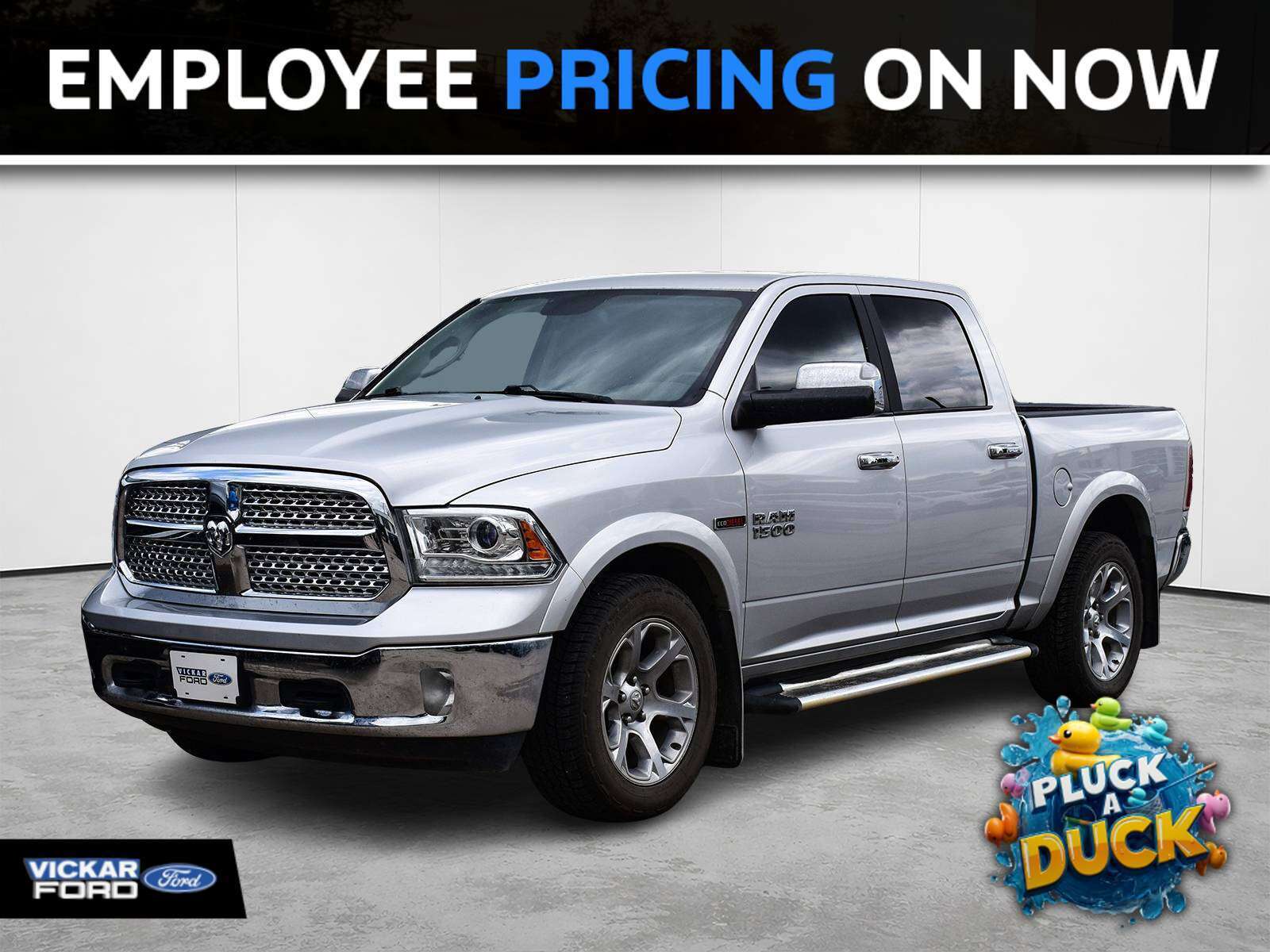 Silver 2017 RAM 1500 Pickup Truck Four-Wheel Drive Automatic