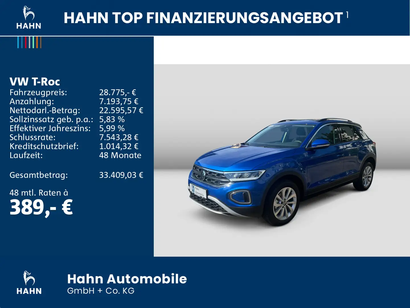 Volkswagen T-Roc 1.5 TSI DSG Life LED ACC GRA Einp Sitzhzg Bleu - 2