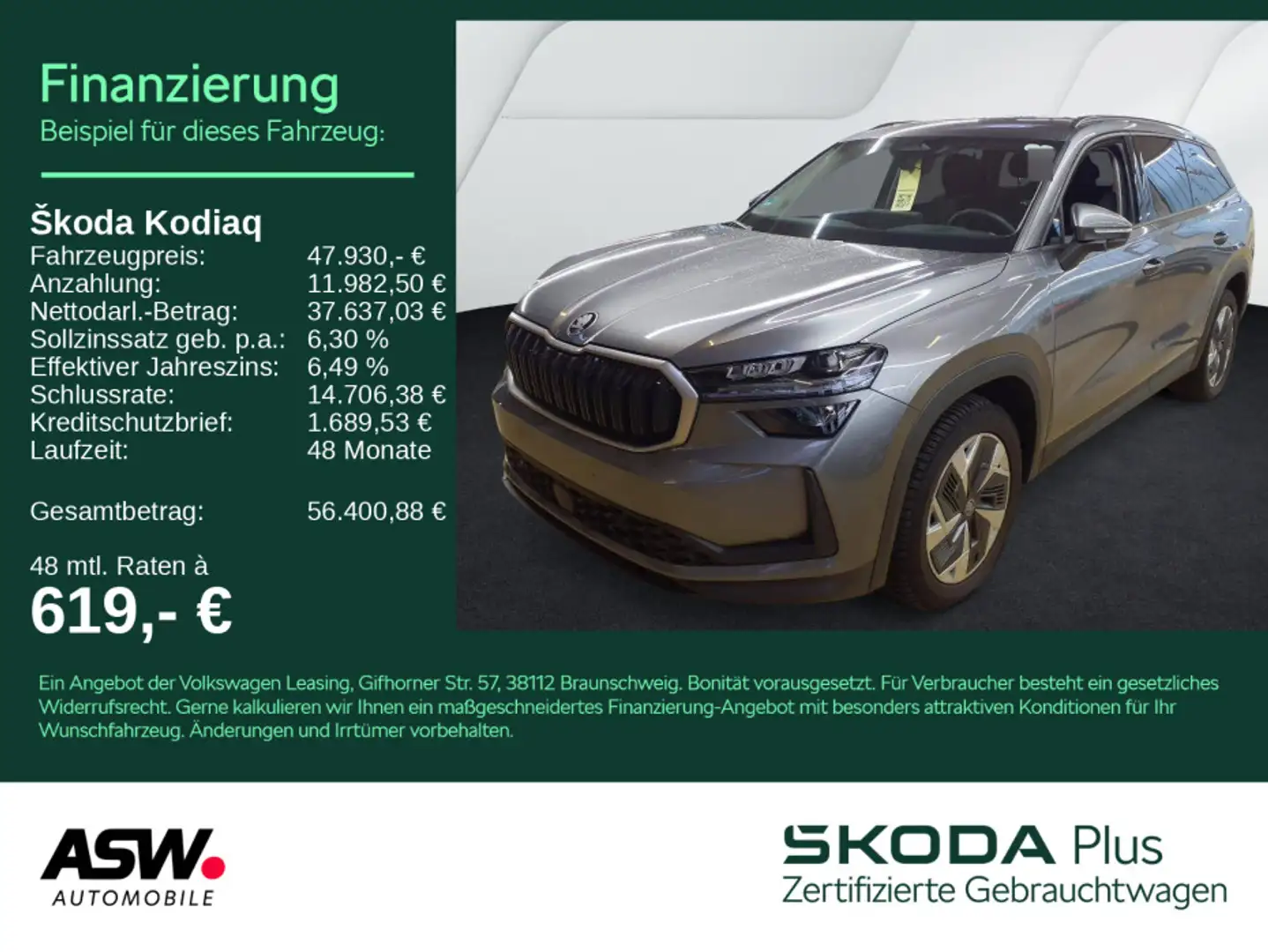 Skoda Kodiaq Selection 4x4 2.0TSI DSG LED PANO AHK 7-S Grau - 1