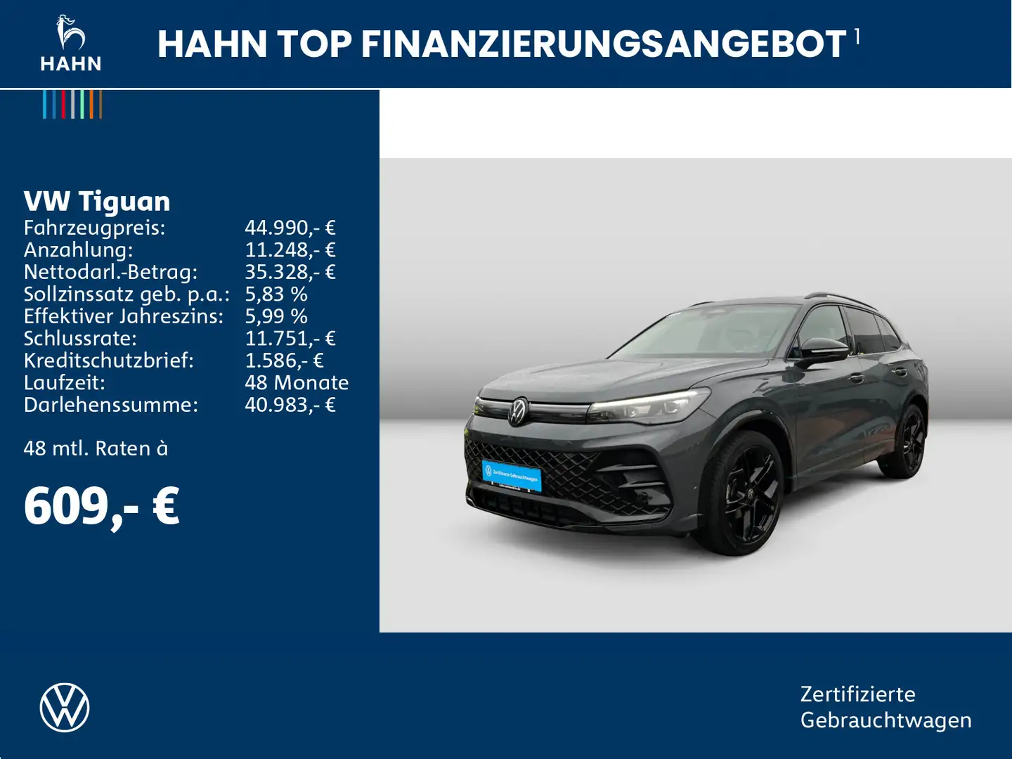 Volkswagen Tiguan 1.5eTSI R-Line ACC AHK LED Navi CarConnec Grau - 2