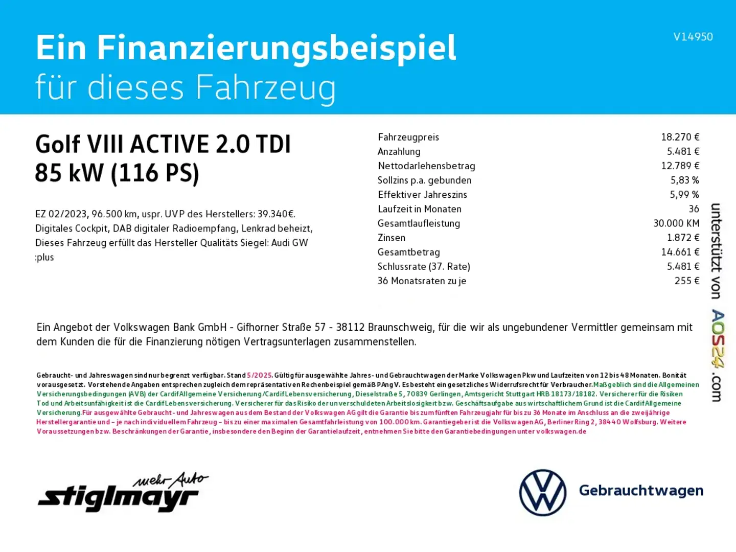 Volkswagen Golf VIII ACTIVE 2.0 TDI AHK+LED+NAVI+PANO+KAM Weiß - 2