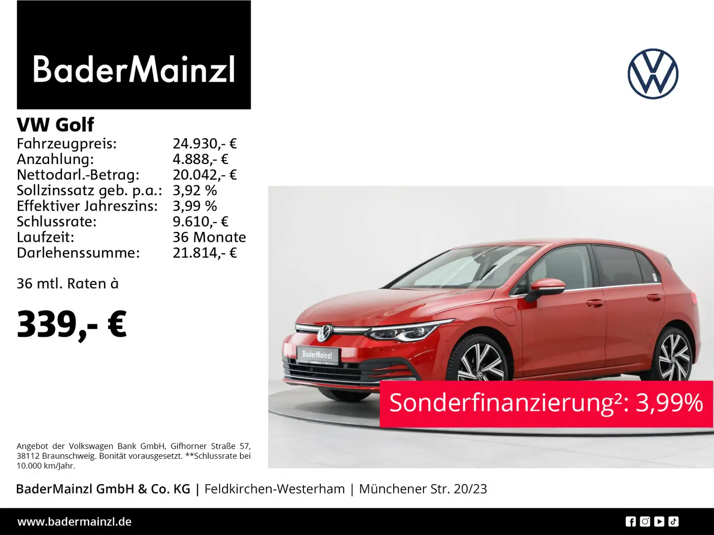Volkswagen Golf 1.4 TSI eHybrid DSG Style AHK Matrix HUD Rot - 1