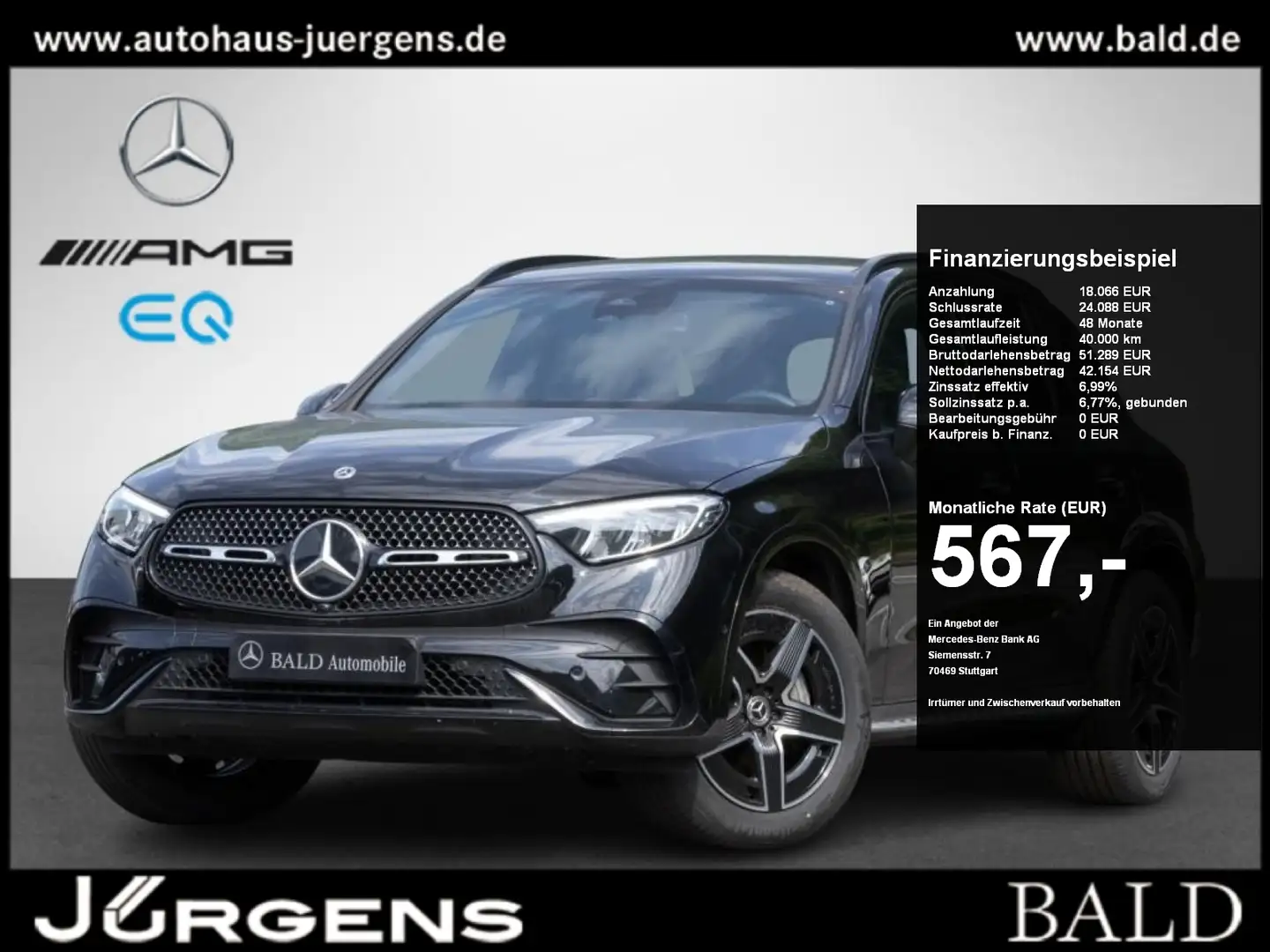 Mercedes-Benz GLC 300 d 4M AMG/LED/Pano/AHK/Memo/Amb/Night/19" Schwarz - 1