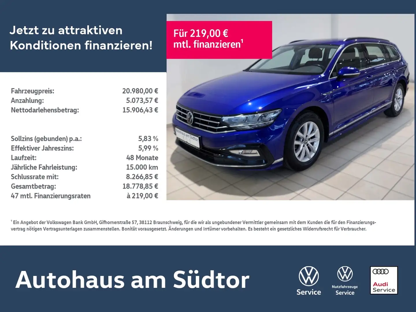 Volkswagen Passat Variant Business 2.0 TDI | LED RFK AHK Bleu - 1