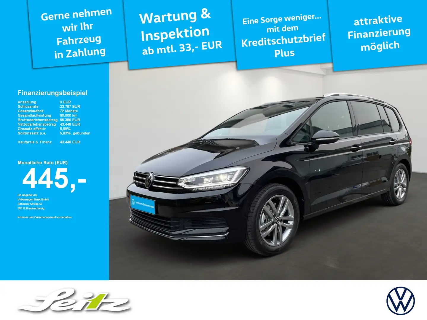Volkswagen Touran 1.5 TSI Comfortline *7S*NAVI*KAMERA* Schwarz - 1