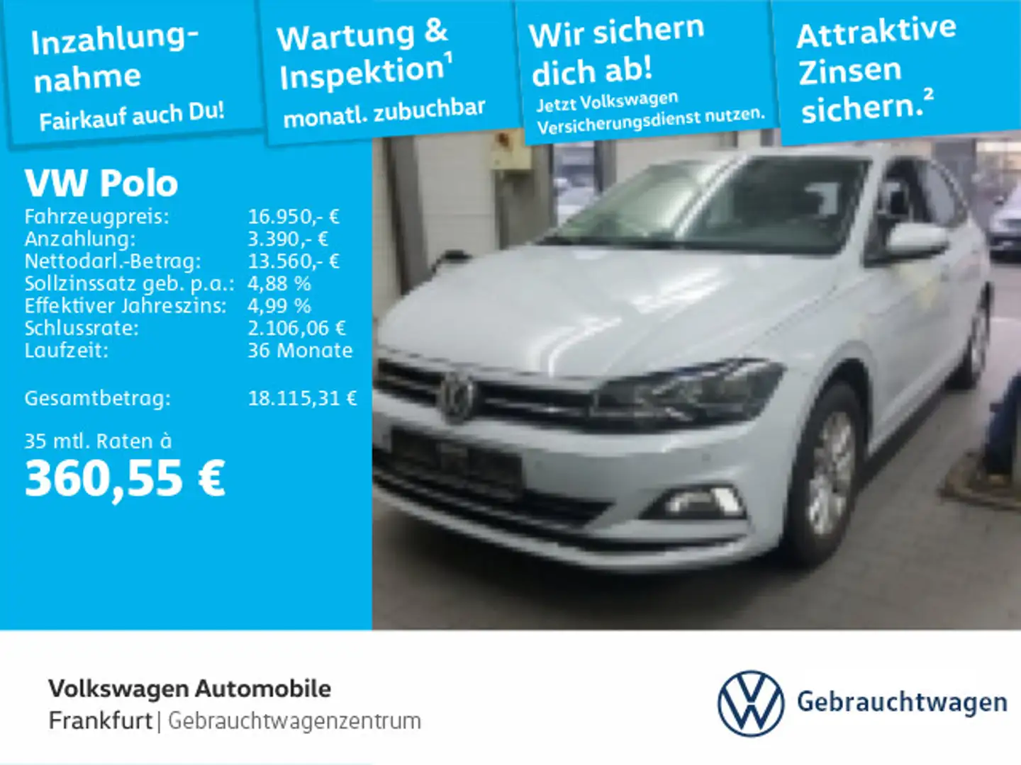 Volkswagen Polo 1.0 TSI DSG Highline Navi ACC FrontAssist Silber - 1