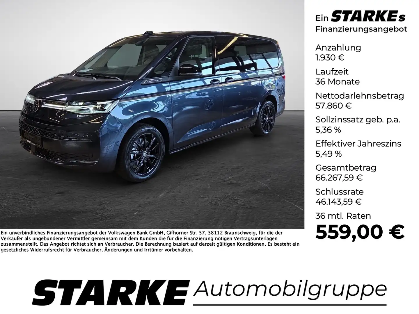 Volkswagen T7 Multivan 2.0 TDI DSG Style lang Bleu - 1