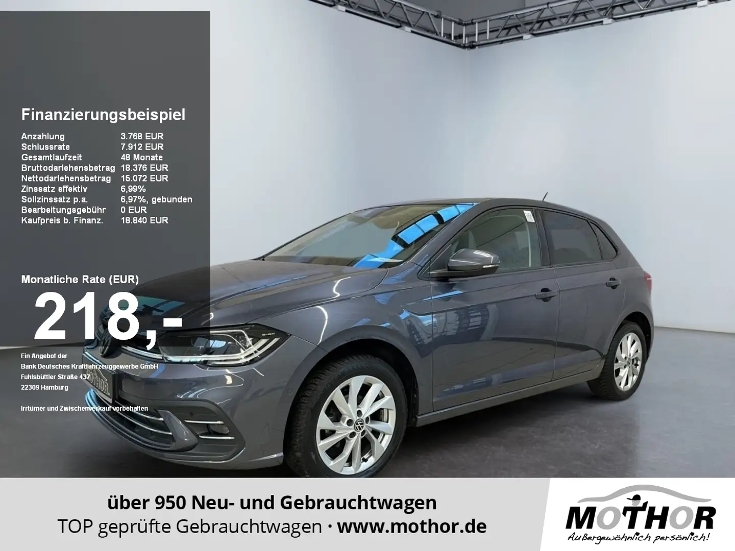 Volkswagen Polo VI Style 1.0 TSI DSG Abstandstempomat MATRIX Grau - 1