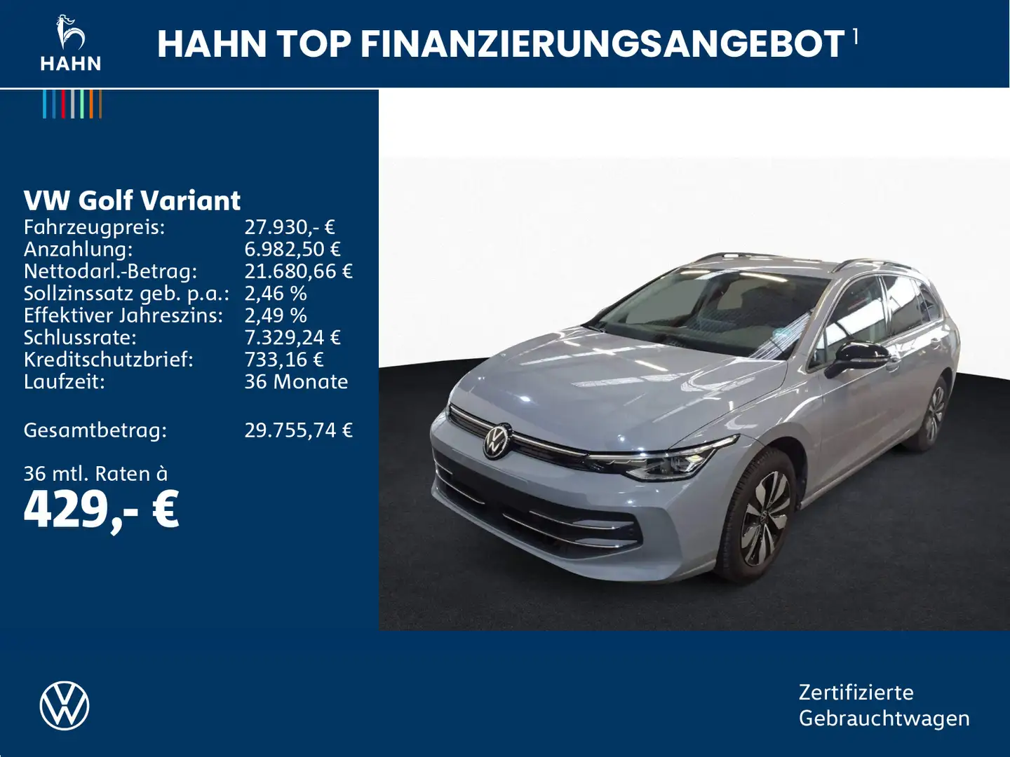 Volkswagen Golf Variant Golf VIII Variant 1.5 TSI Goal LED AHK Navi APP Grau - 2