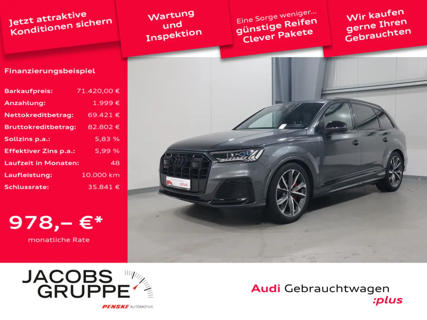 Audi SQ7 4.0 TFSI quattro competition plus B&O*Pano*Matrix * Grau - 1