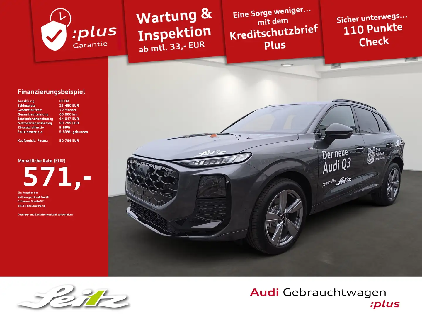 Audi Q3 2.0 TDI *LED*KAMERA*NAVI*SITZH* Grau - 1