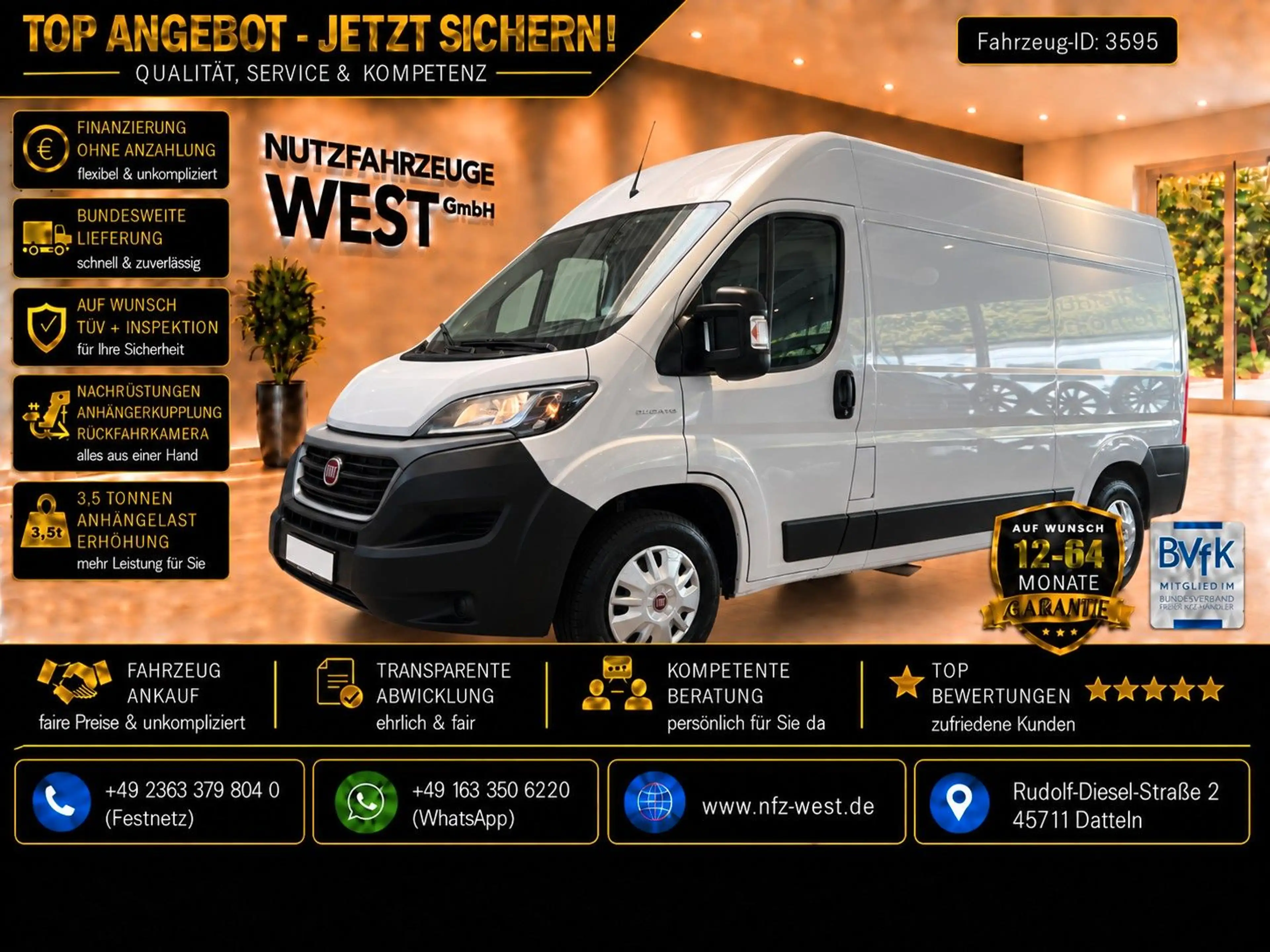 Fiat Ducato 2,3 Blue-HDI *Hoch+Lang*L2-H2*Garantie*