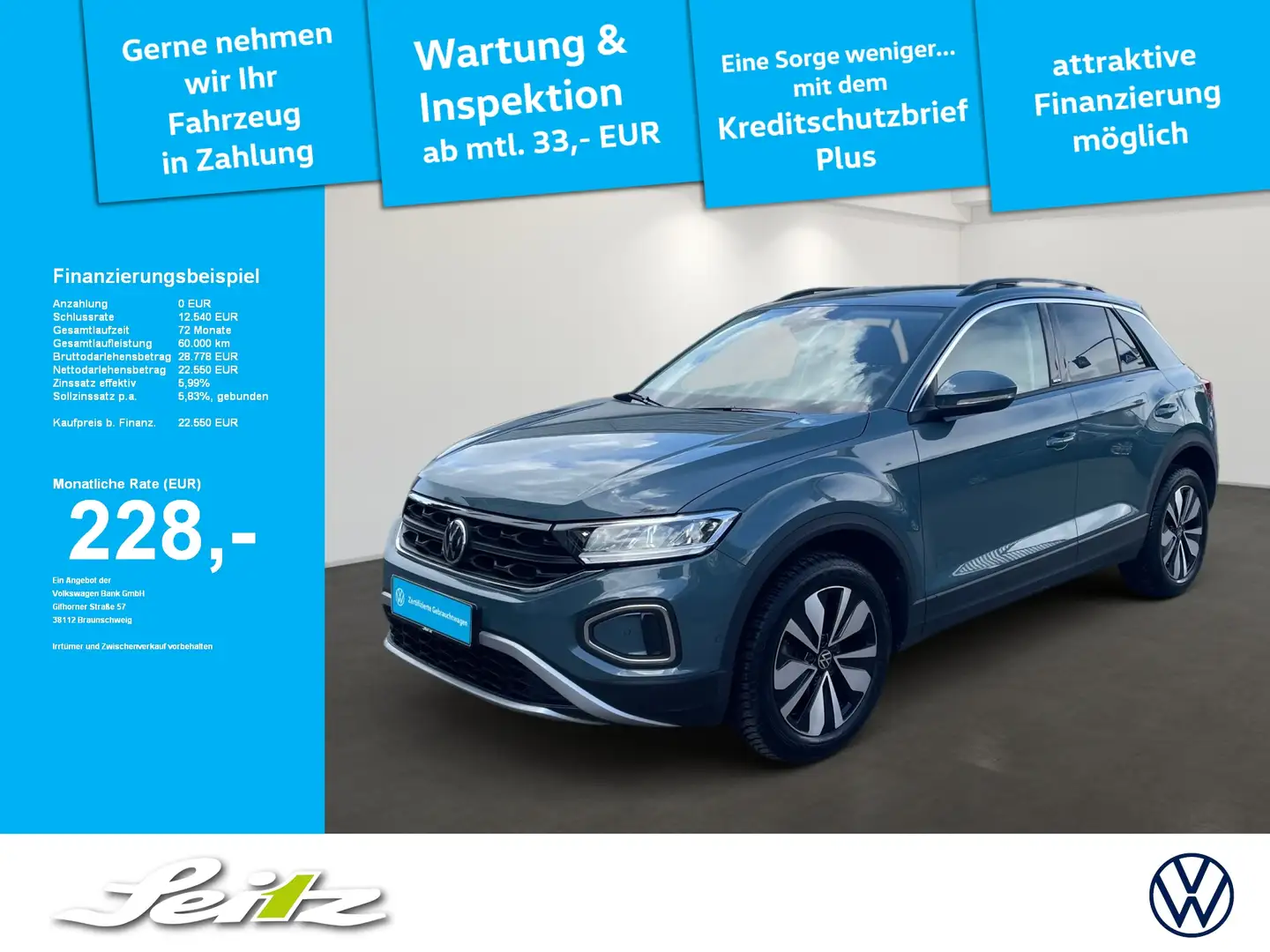 Volkswagen T-Roc 1.0 TSI Move *LED*PDC*NAVI*SITZH* Bleu - 1