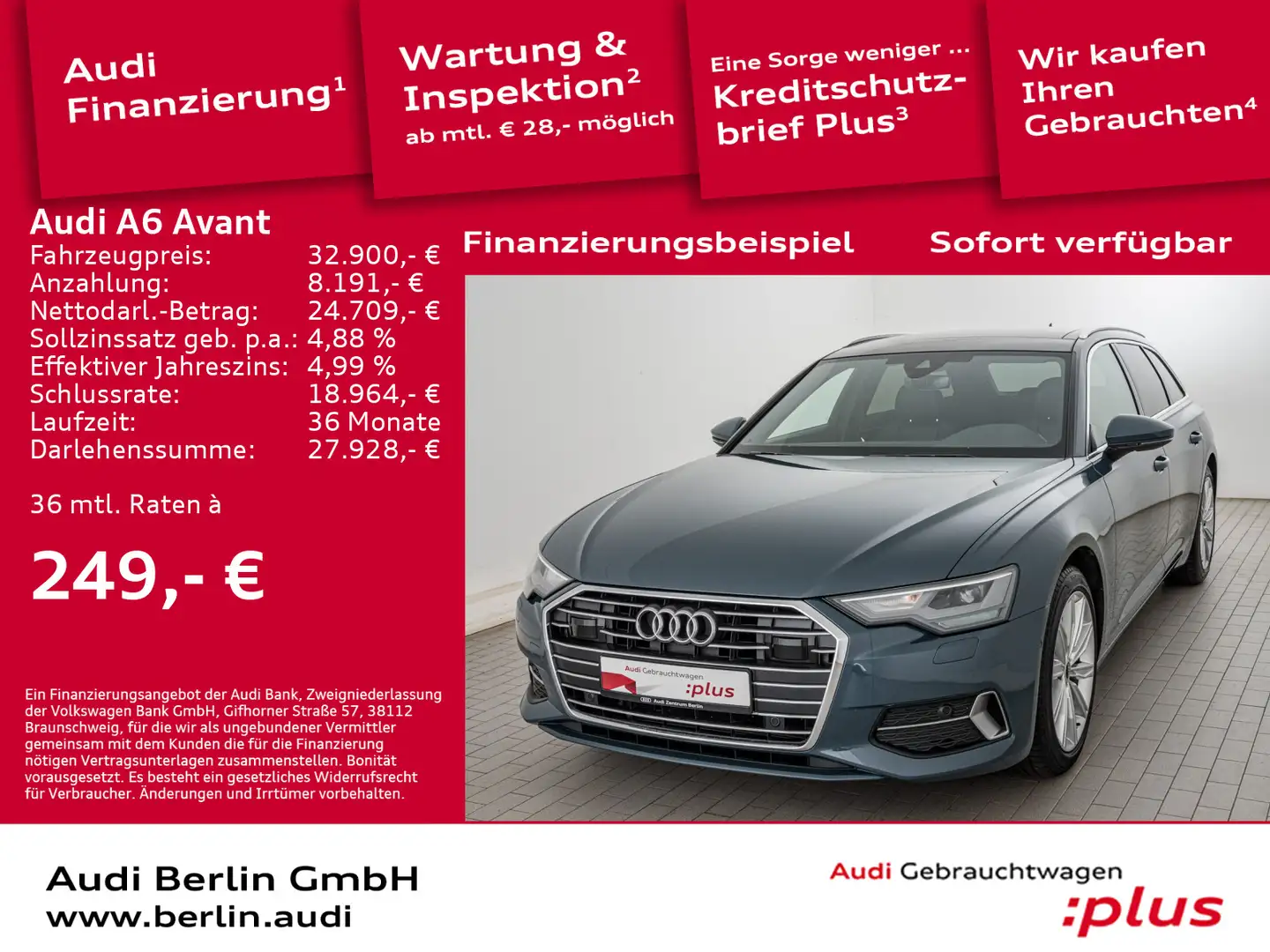 Audi A6 Sport 40 TDI S tr. AHK PDC LED NAVI Grün - 1