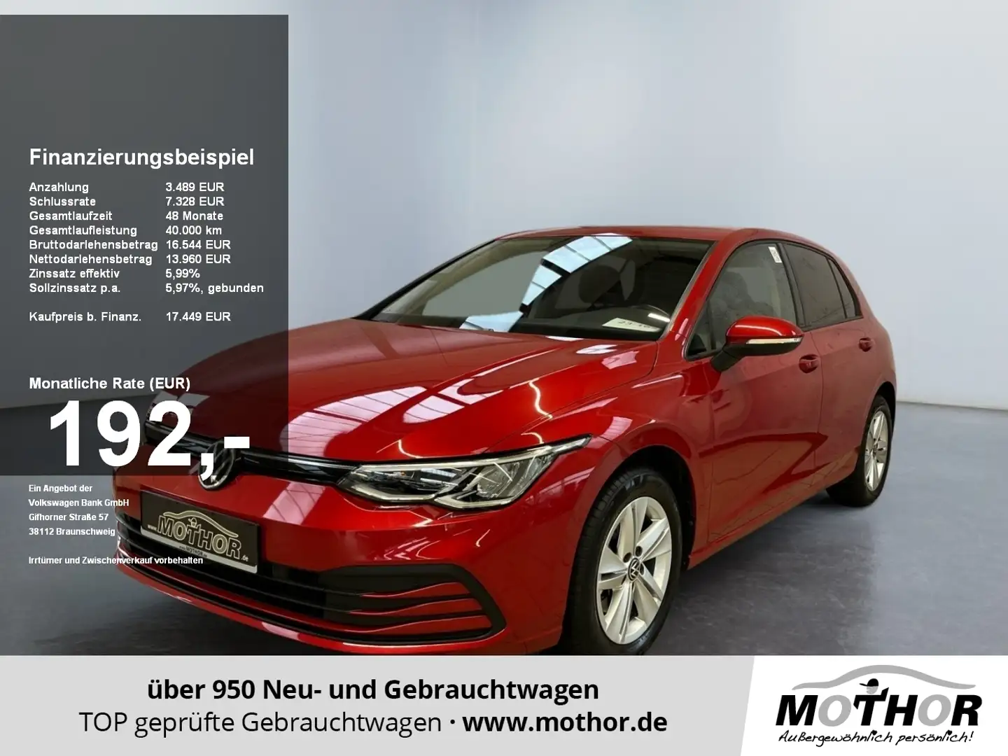 Volkswagen Golf VIII Life 1.0 TSI Abstandstempomat Rot - 1