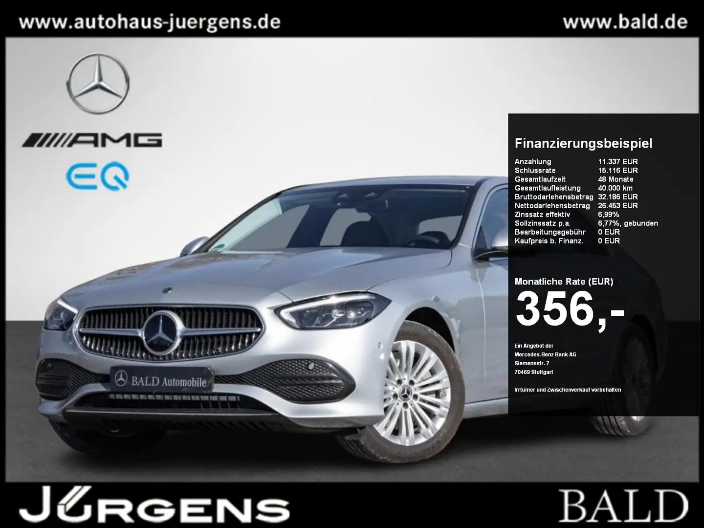 Mercedes-Benz C 220 d Avantgarde/Wide/LED/Cam/Distr/CarPlay/17 Argent - 1