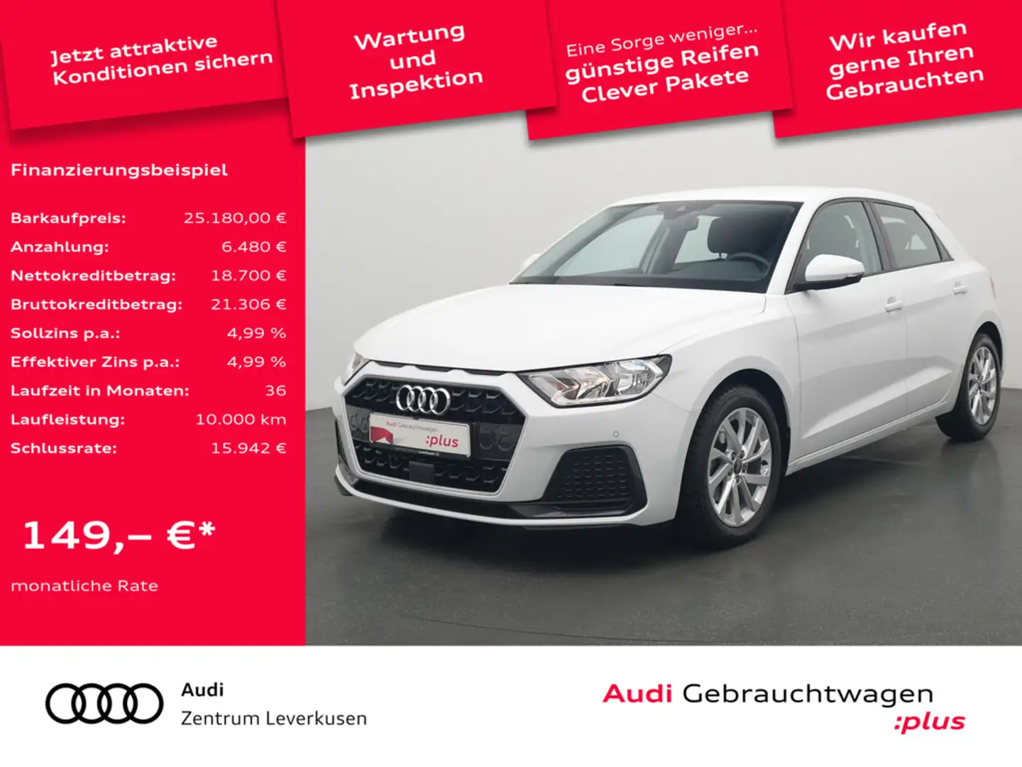 Audi A1 Sportback advanced S-TRON KAM VIRT AHK NAV Weiß - 1