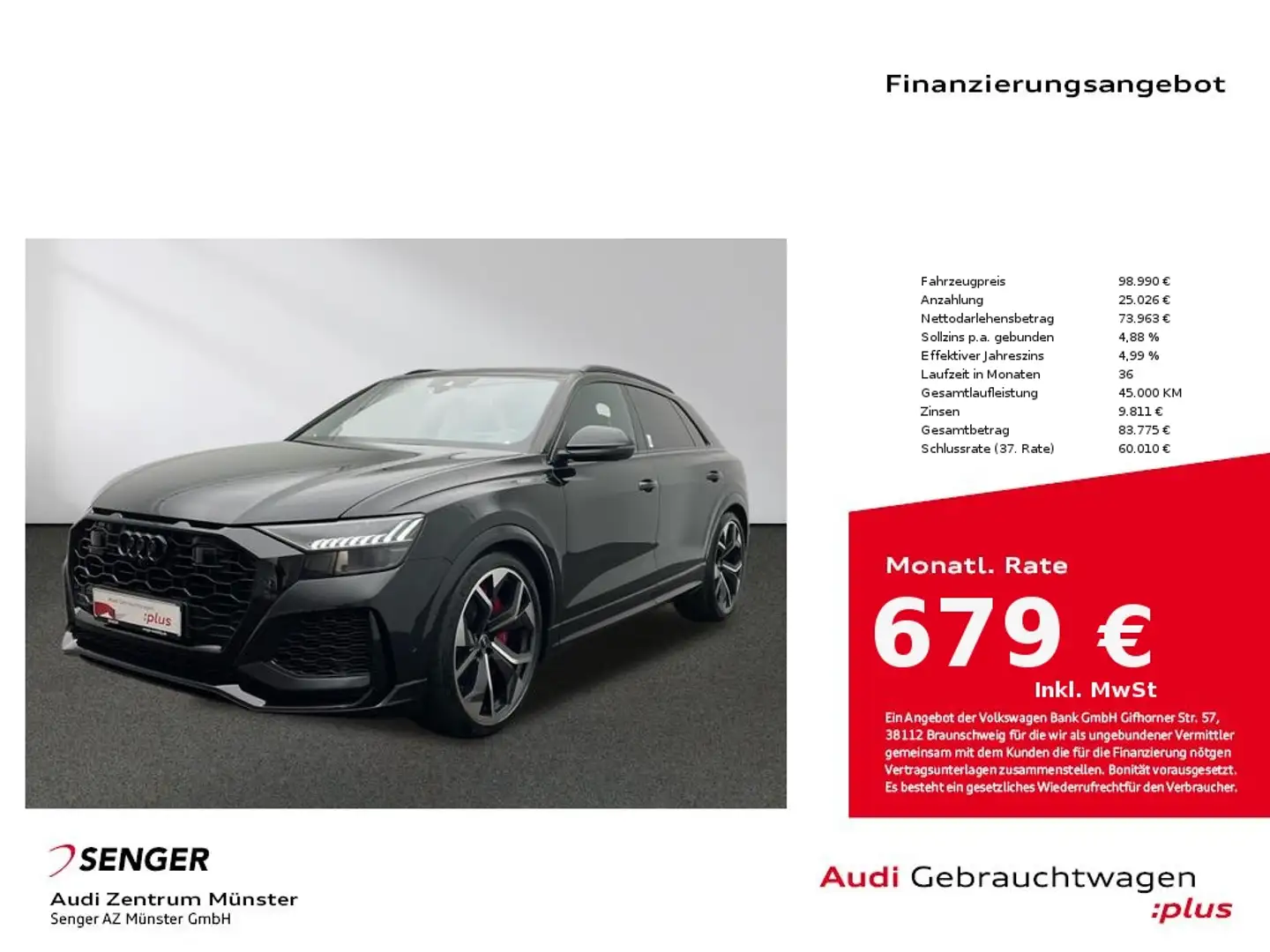 Audi RS Q8 4.0 TFSI quattro RS-Dynamikpaket plus Pano Schwarz - 1
