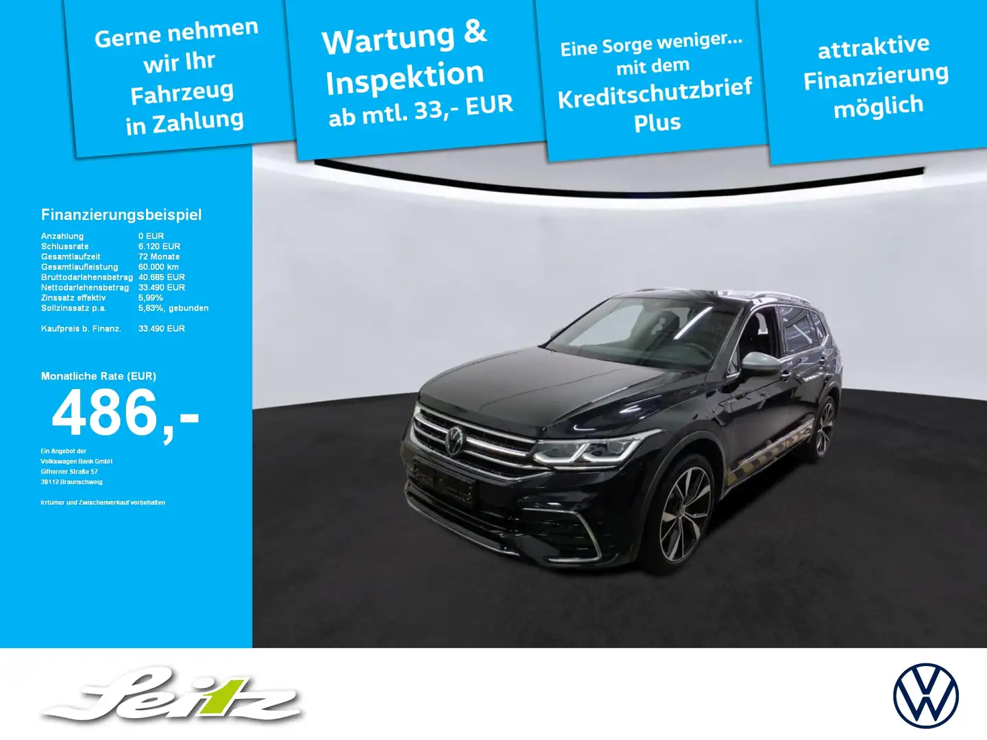 Volkswagen Tiguan Allspace 2.0 TDI 4M R-Line *7-SITZER*AHK*STANDH* Noir - 1