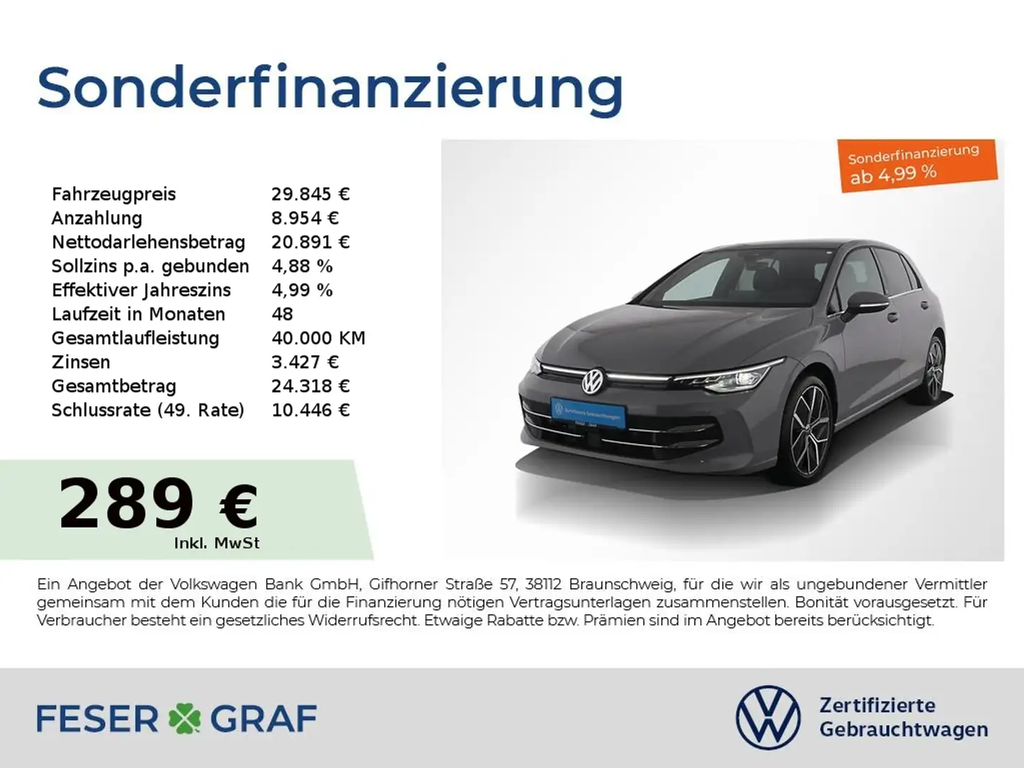 Volkswagen Golf 1.5 eTSI Edition 50 IQ.LIGHT PANO AHK NAVI Grau - 1