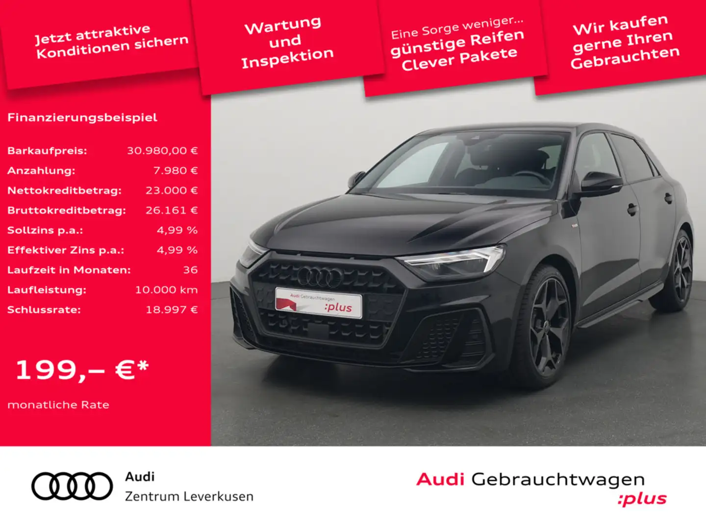 Audi A1 Sportback 35 S line VIRT AHK LED KAM SHZ A Schwarz - 1