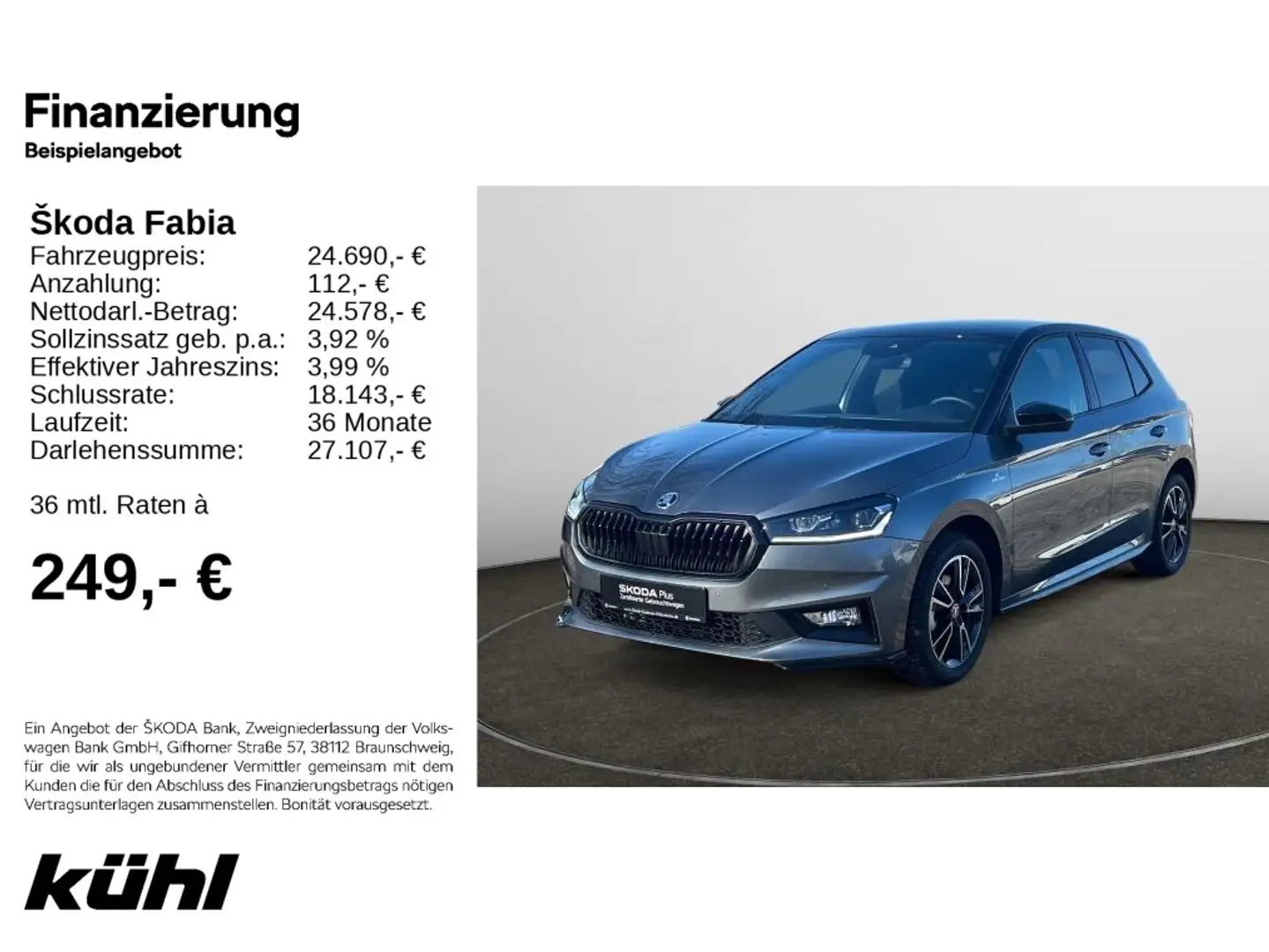 Skoda Fabia 1.0 TSI DSG Monte Carlo Navi, LED Grau - 1